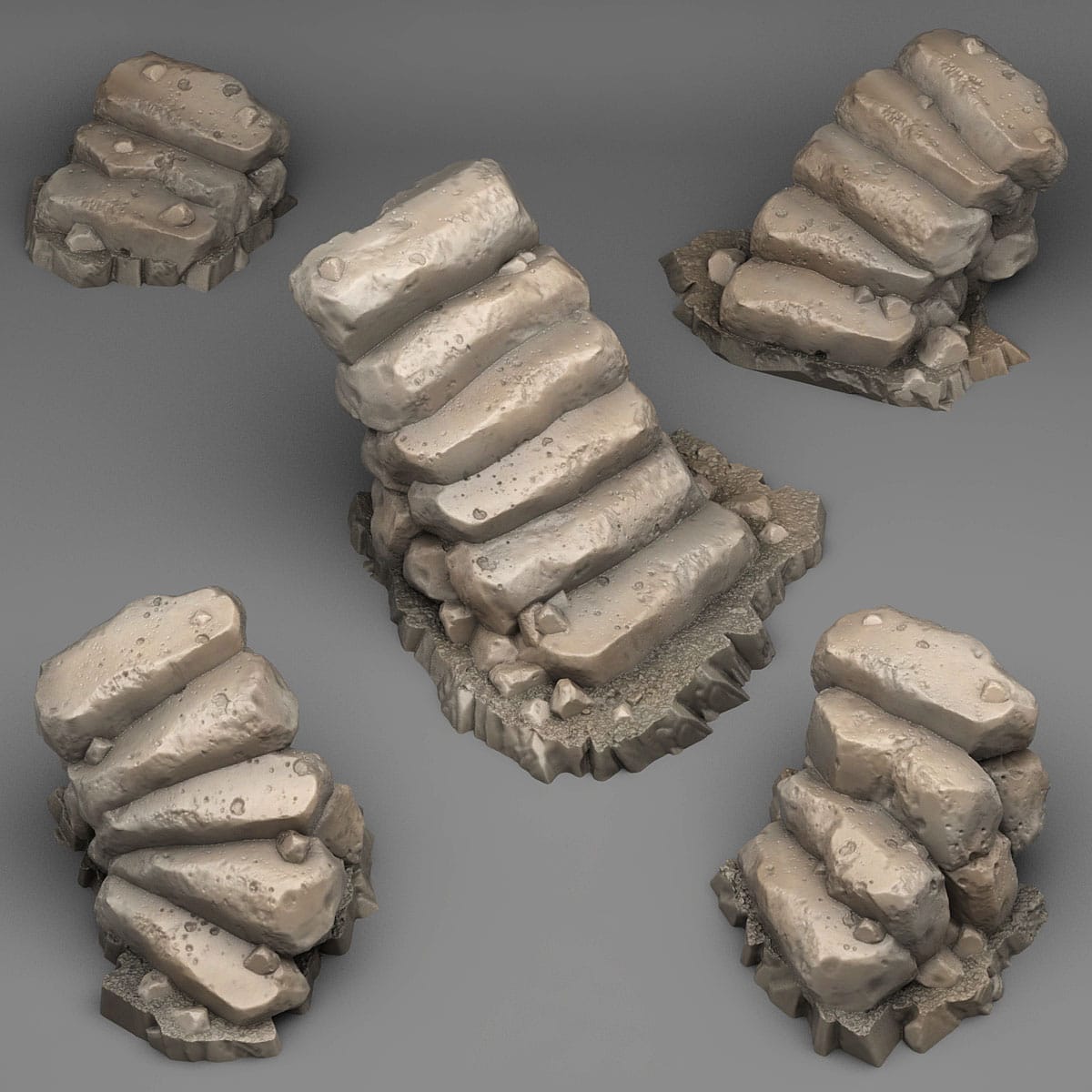 3D Printed Fantastic Plants and Rocks Natural Stone Stairs 28mm - 32mm D&D Wargaming