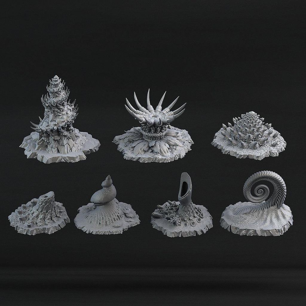 3D Printed Fantastic Plants and Rocks Ocean Sea Terrain Set 28mm - 32mm D&D Wargaming