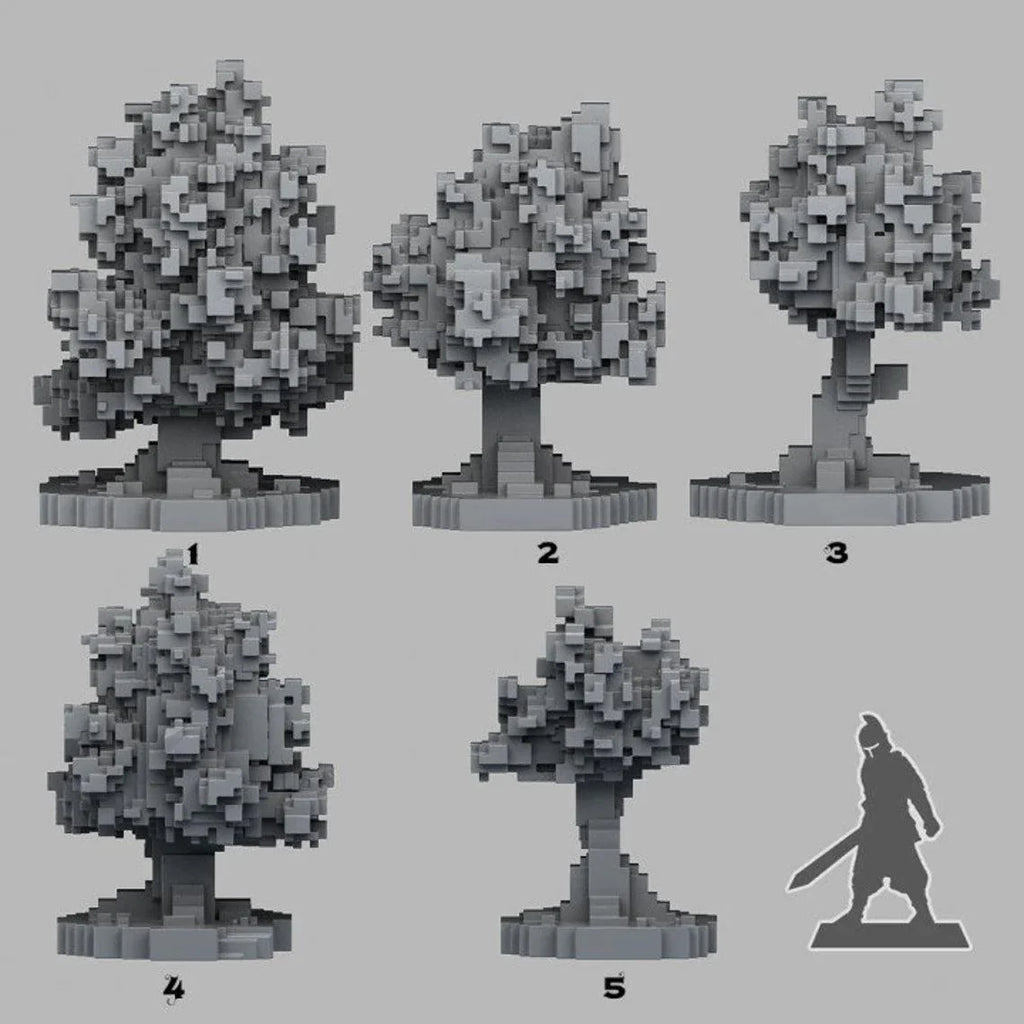 3D Printed Fantastic Plants and Rocks Pixel Trees 28mm - 32mm D&D Wargaming