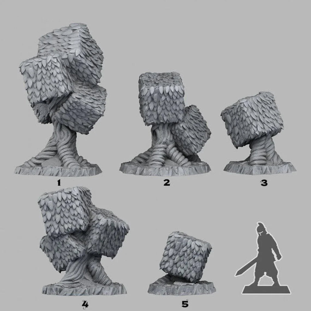 3D Printed Fantastic Plants and Rocks Red Queen's Trees 28mm - 32mm D&D Wargaming