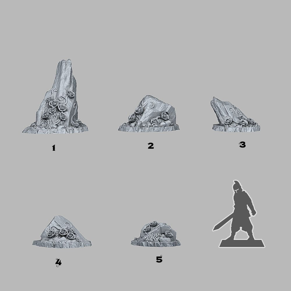 3D Printed Fantastic Plants and Rocks Rocks Of Roses 28mm - 32mm D&D Wargaming