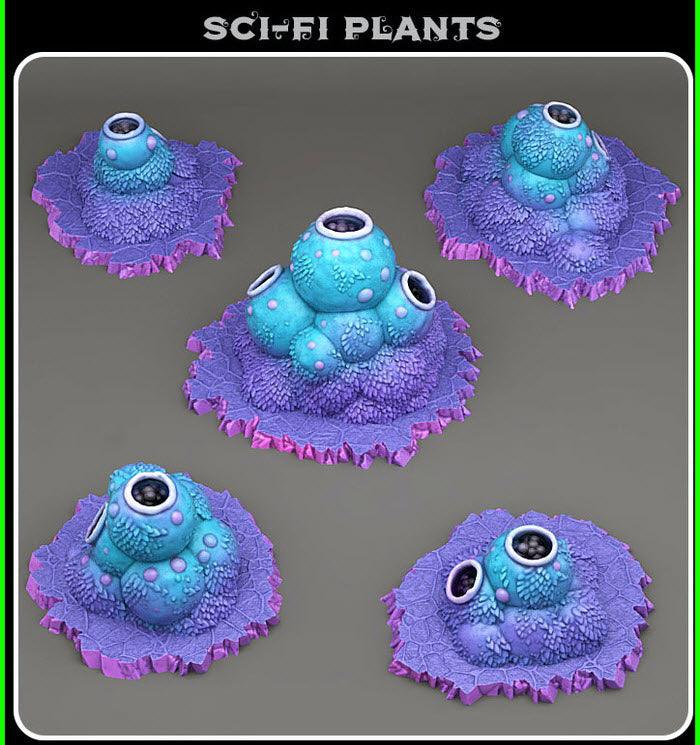 3D Printed Fantastic Plants and Rocks Sci Fi Plants 28mm - 32mm D&D Wargaming
