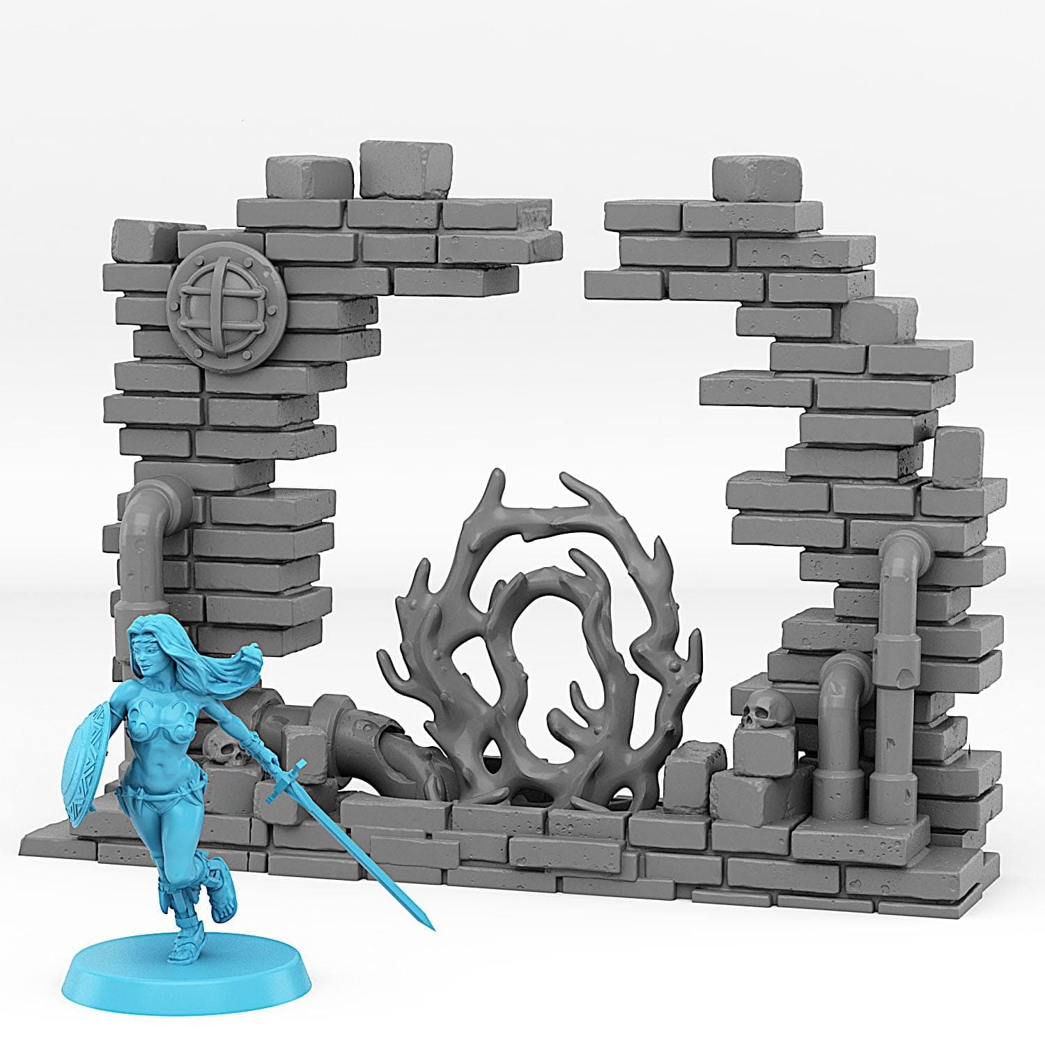 3D Printed Fantastic Plants and Rocks  Sewer Portal With Its Toxic Liquid Effect 28mm - 32mm D&D Wargaming