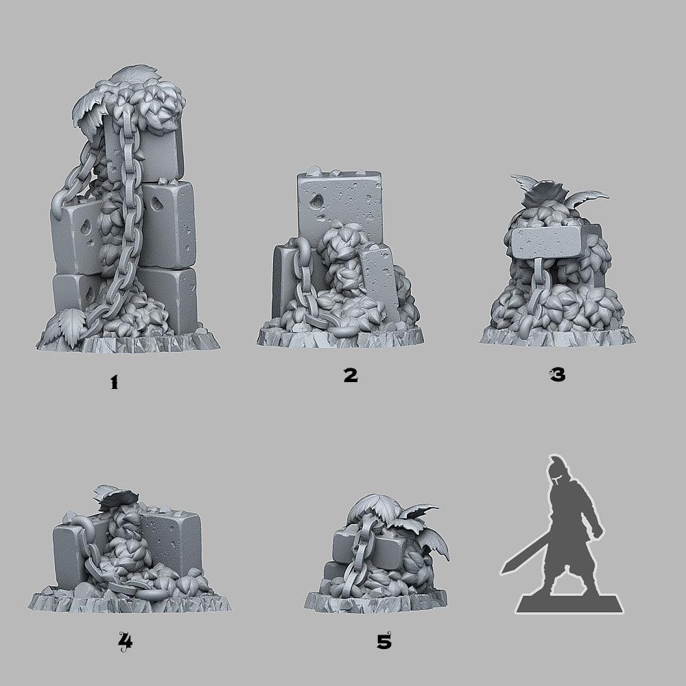 3D Printed Fantastic Plants and Rocks Spring Ruins 28mm - 32mm D&D Wargaming