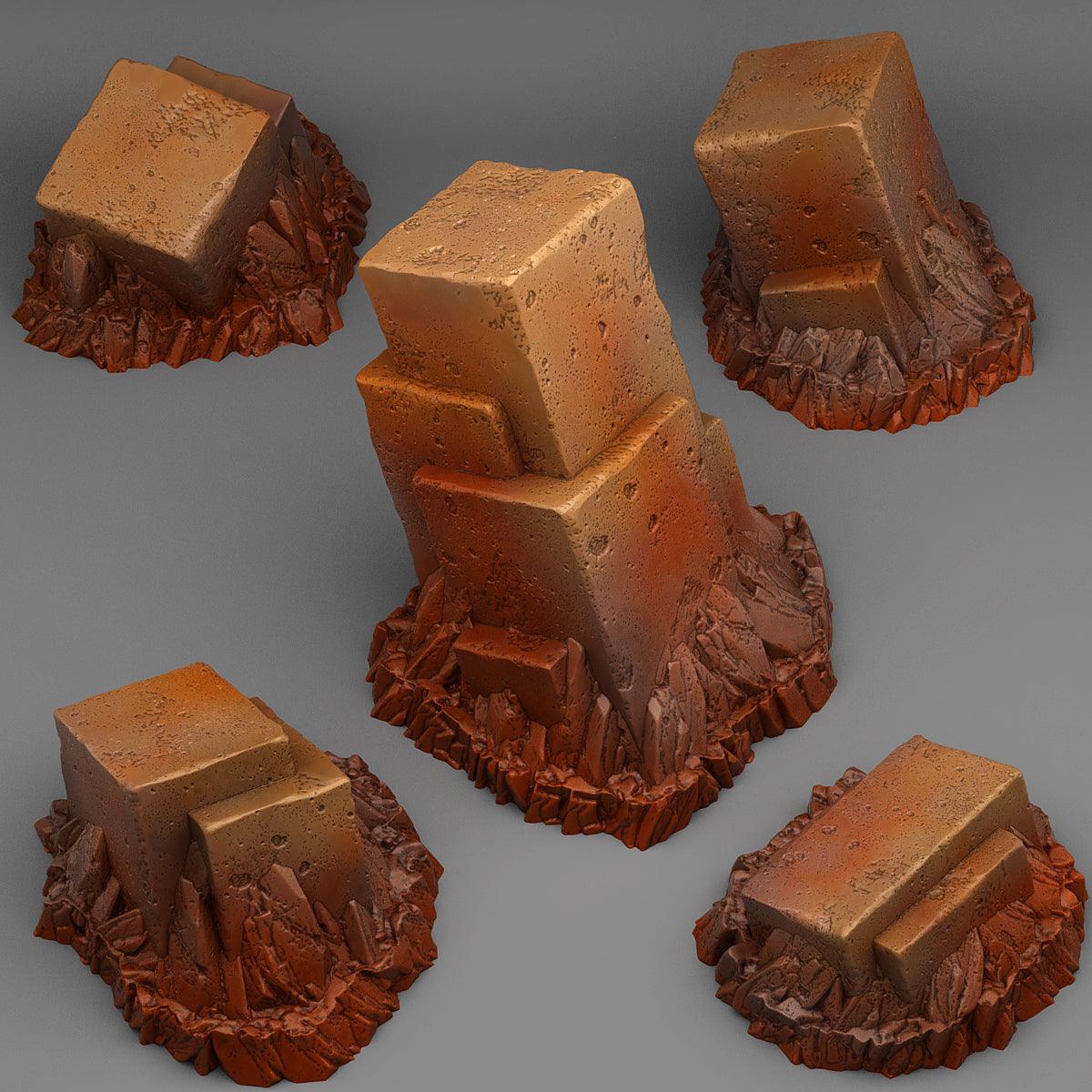3D Printed Fantastic Plants and Rocks Sugarcube Pillars 28mm - 32mm D&D Wargaming