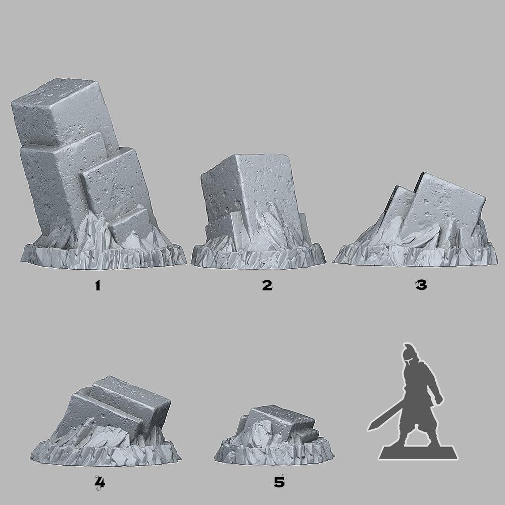 3D Printed Fantastic Plants and Rocks Sugarcube Pillars 28mm - 32mm D&D Wargaming