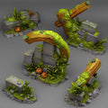 3D Printed Fantastic Plants and Rocks Summer Ruins 28mm - 32mm D&D Wargaming