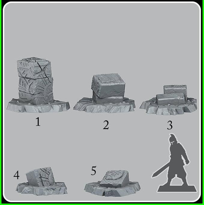 3D Printed Fantastic Plants and Rocks Temple Ruins 28mm - 32mm D&D Wargaming