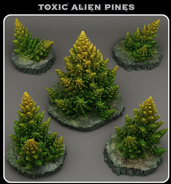 3D Printed Fantastic Plants and Rocks Toxic Alien Pines 28mm - 32mm D&D Wargaming