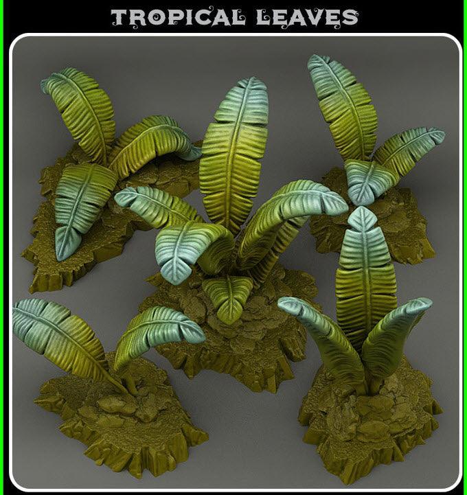 3D Printed Fantastic Plants and Rocks Tropical Leaves 28mm - 32mm D&D Wargaming