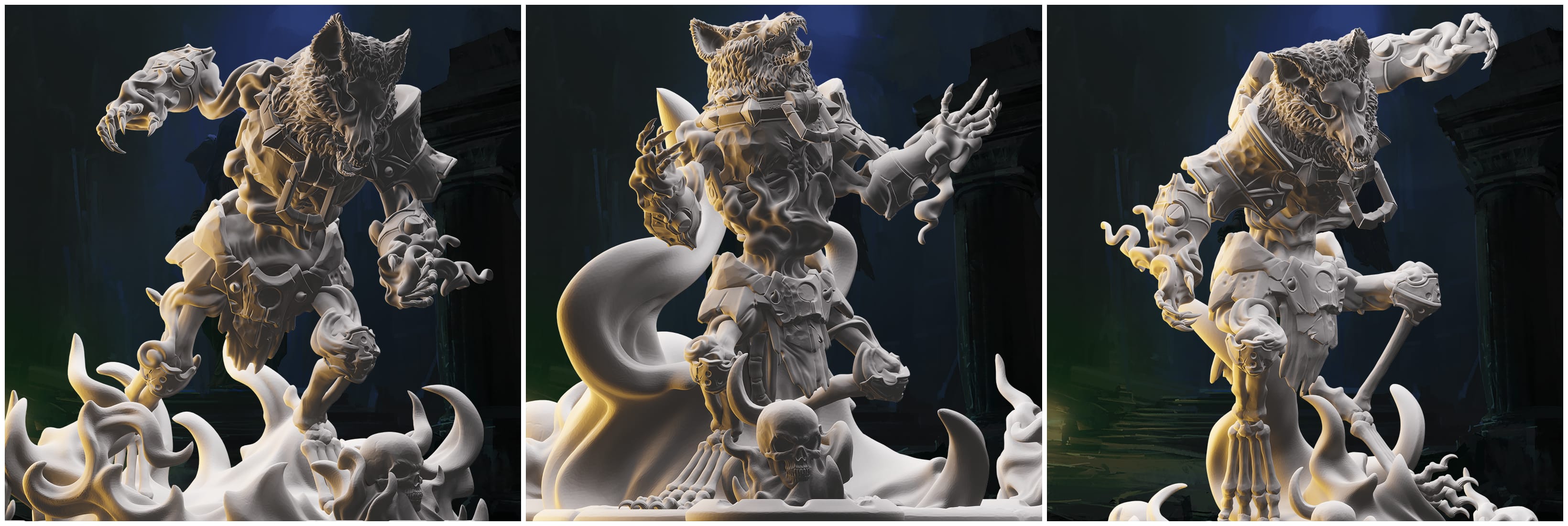3D Printed Nafarrate Skeletons Army Skeletal Werewolf Set 28mm 32mm D&D