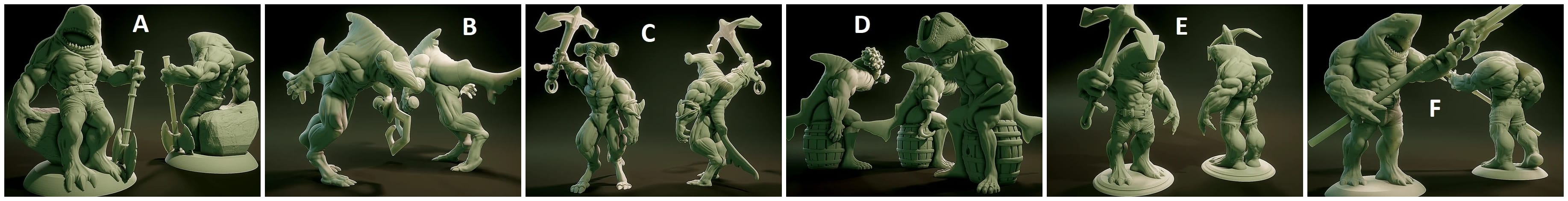 3D Printed Nafarrate Wereshark Lovecraftian Bestiary 28 32 mm D&D