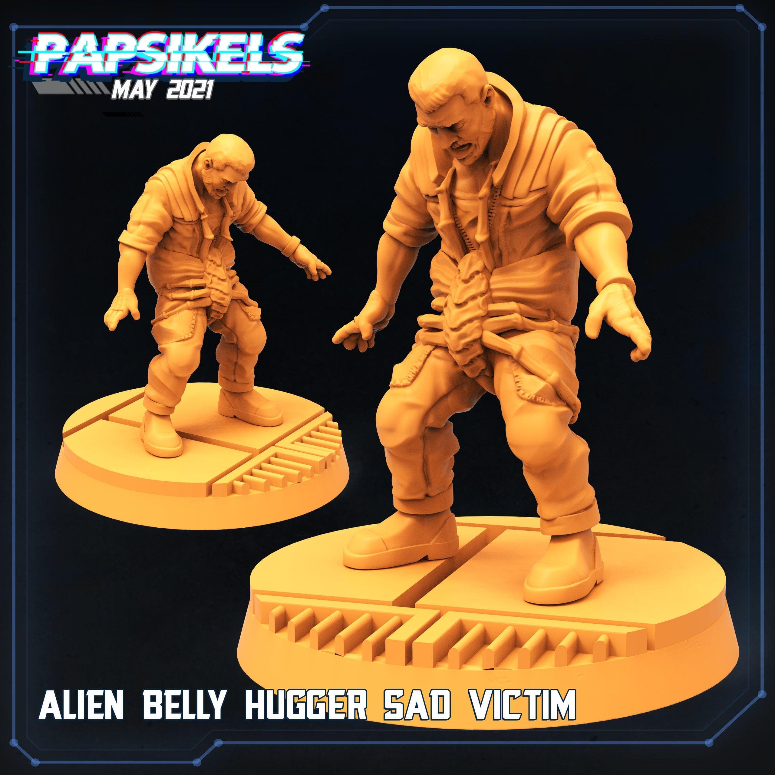 3D Printed Papsikels Alien Belly Hugger Sad Victim Aliens vs Humans 28mm 32mm