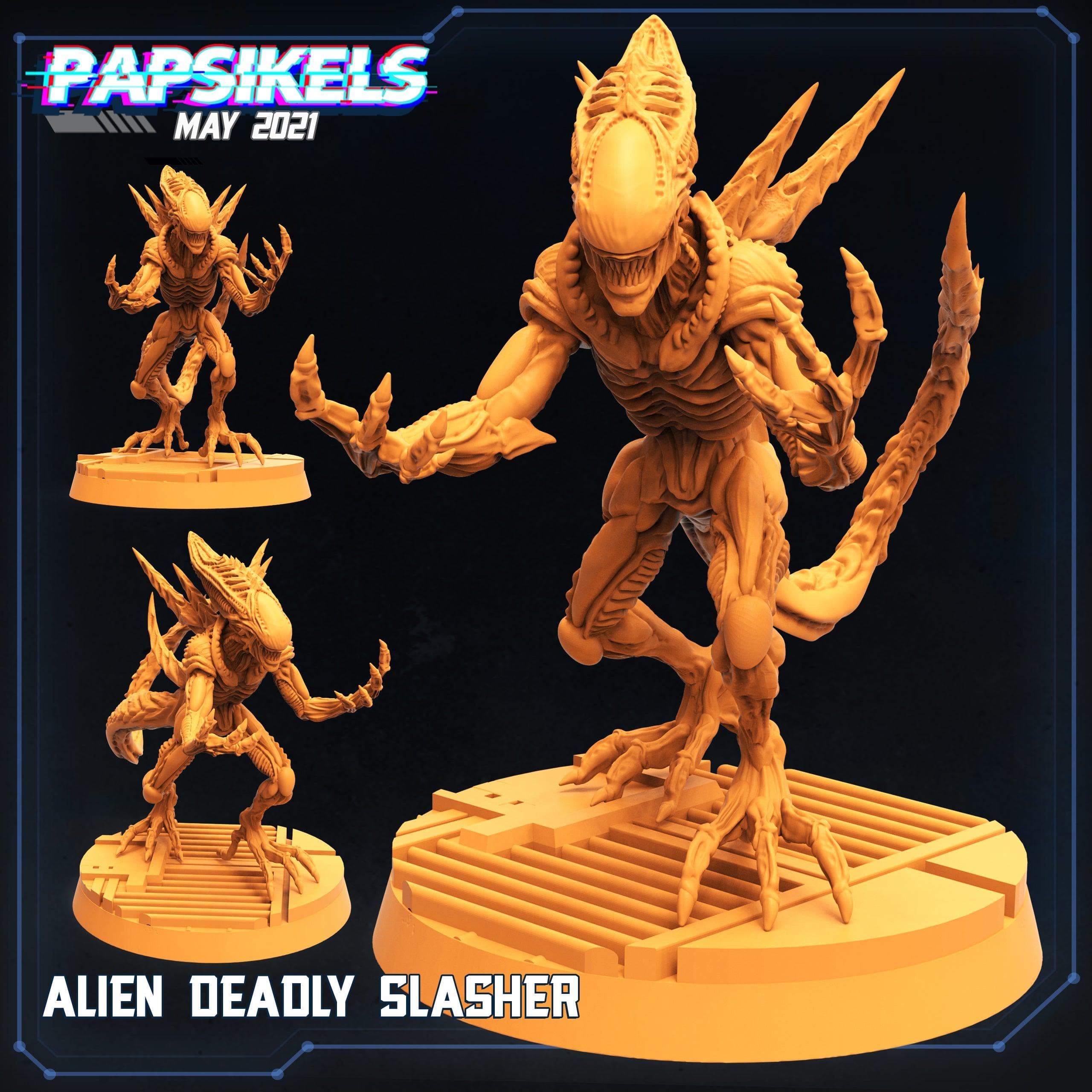 3D Printed Papsikels Alien Deadly Slasher Aliens vs Humans 28mm 32mm
