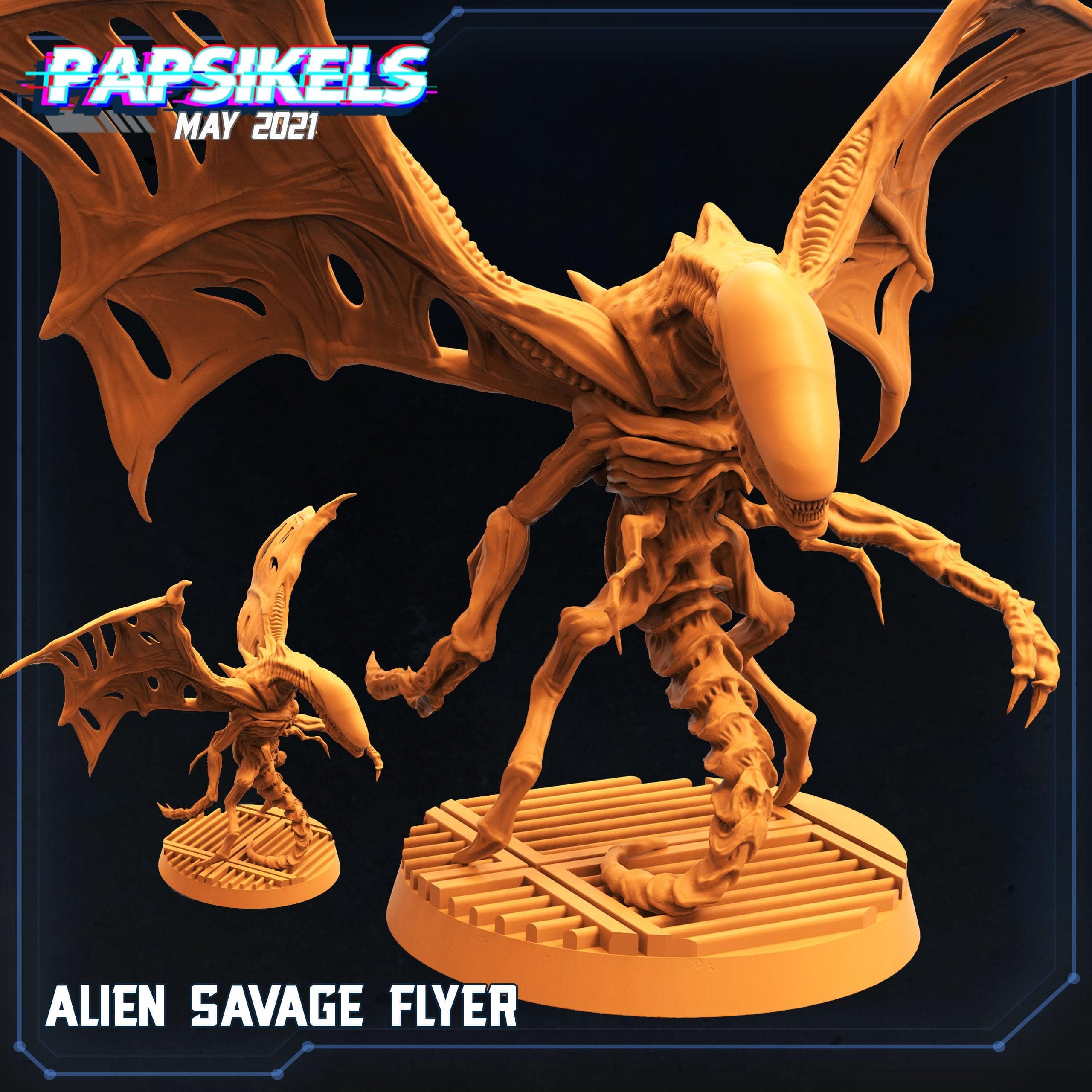 3D Printed Papsikels Alien Flying Savage Aliens vs Humans 28mm 32mm