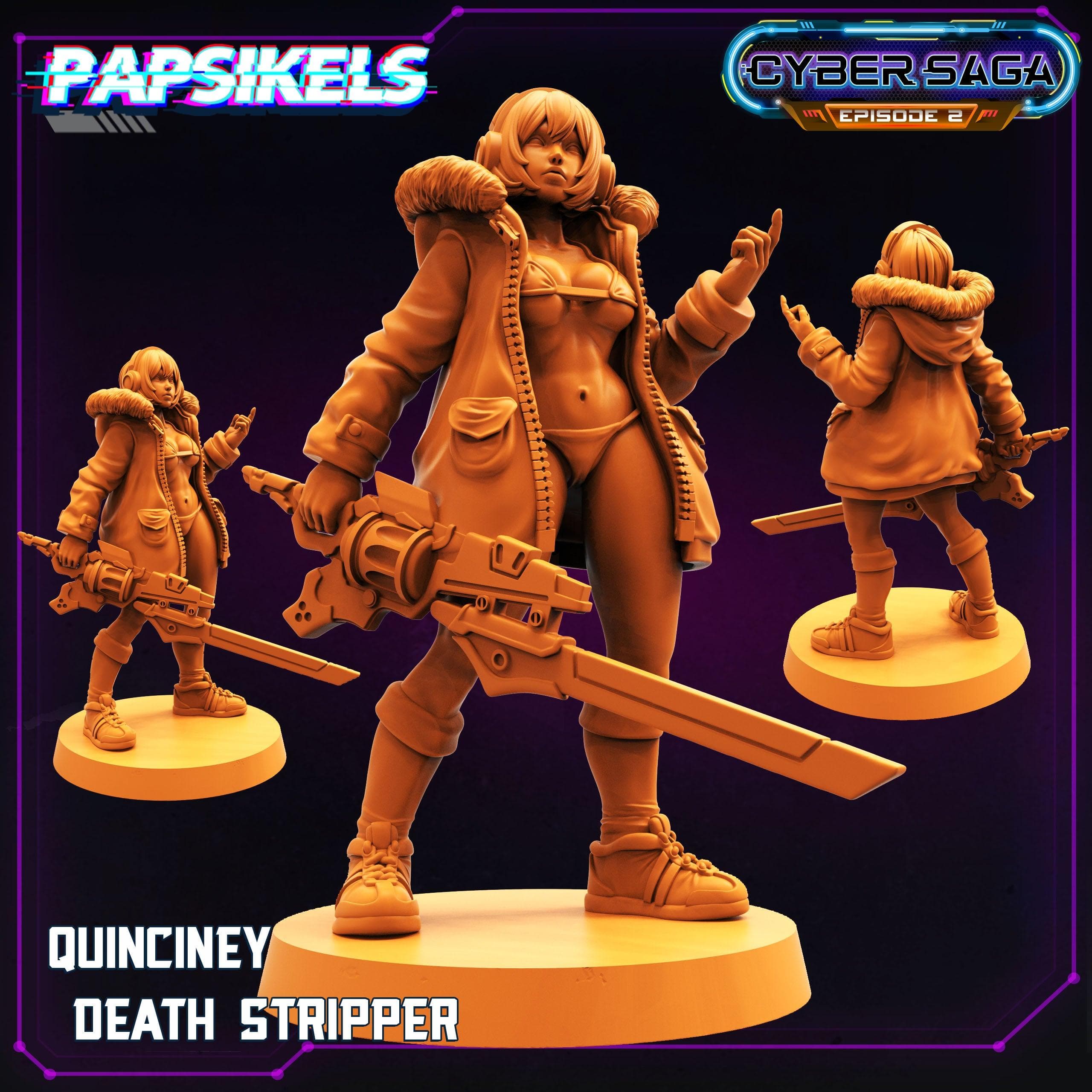 3D Printed Papsikels - Cyber Saga Episode 2 Quinciney Death Stripper - 28mm 32mm