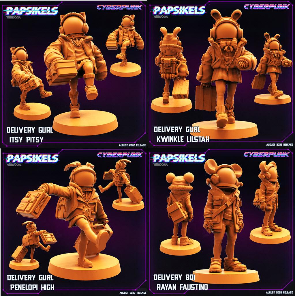3D Printed Papsikels Cyberpunk Sci-Fi Cyber Delivery Set - 28mm 32mm