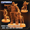 3D Printed Papsikels Cyberpunk Sci-Fi - Human Resistance Fighter Josh Win And His Companion - 28mm 32mm