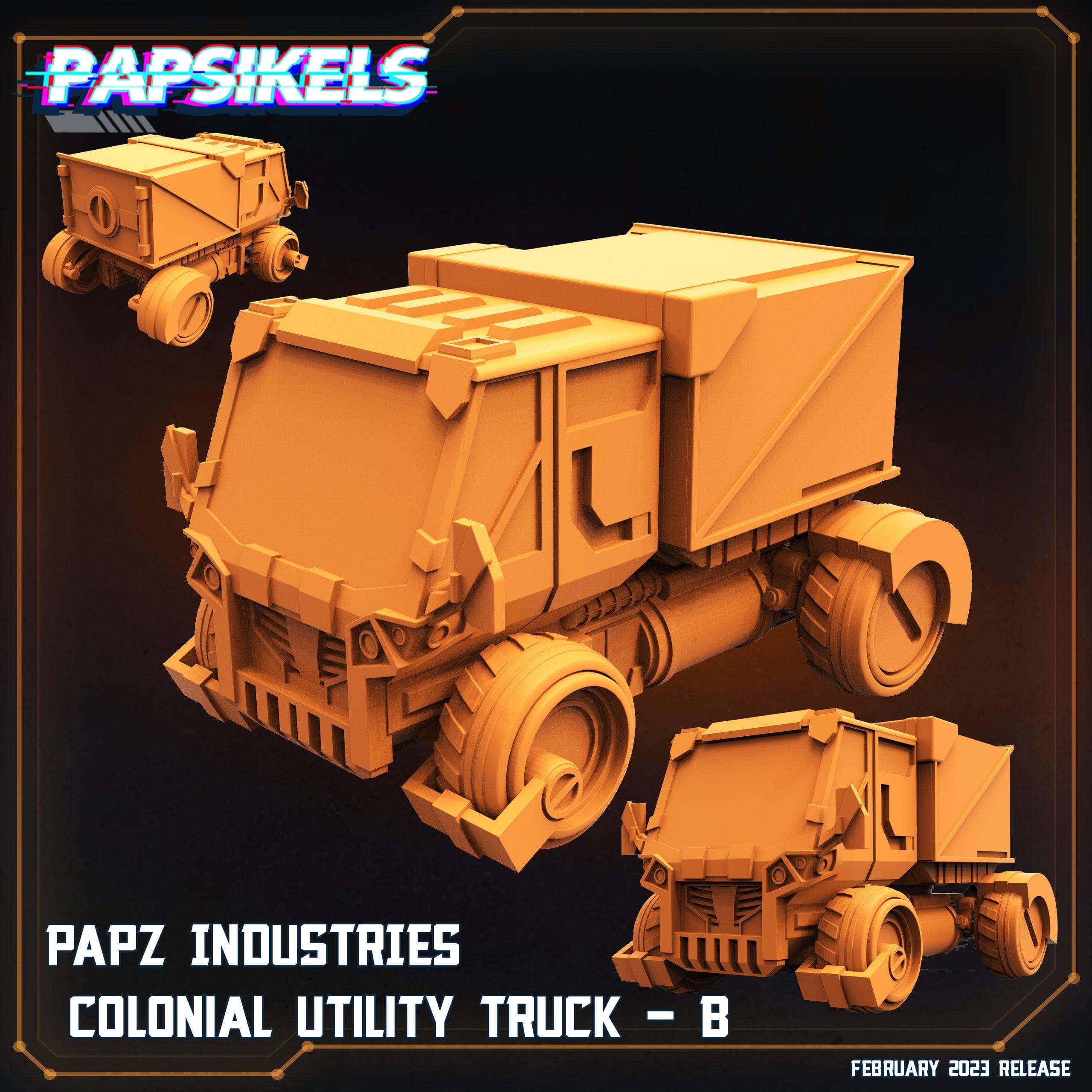 3D Printed Papsikels Cyberpunk  Sci-Fi Papz Industries Colonial Utility Truck B - 28mm 32mm