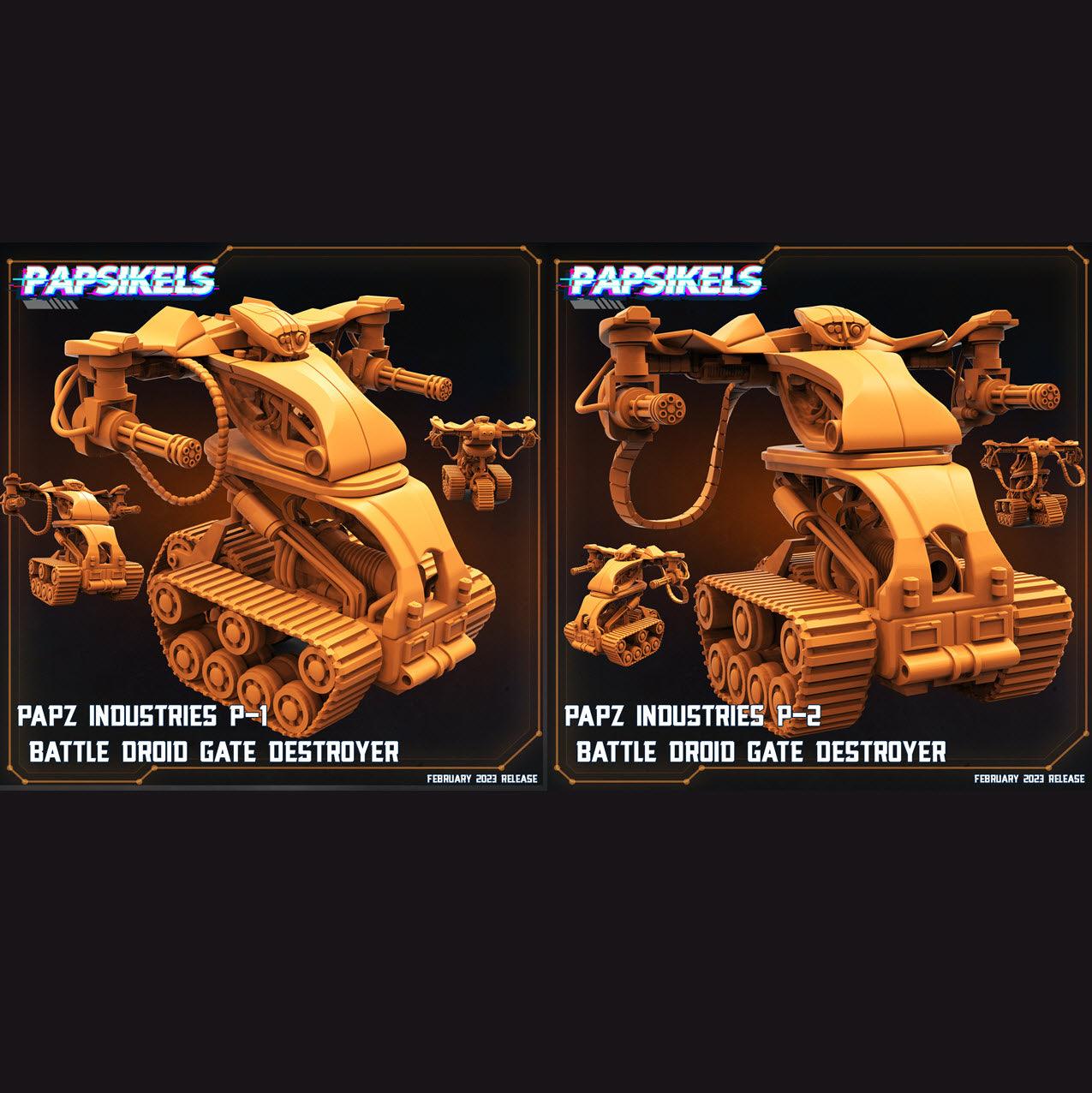 3D Printed Papsikels Cyberpunk Sci-Fi - Papz Industries P1 P2 Battle Droid Gate Destroyer - 28mm 32mm