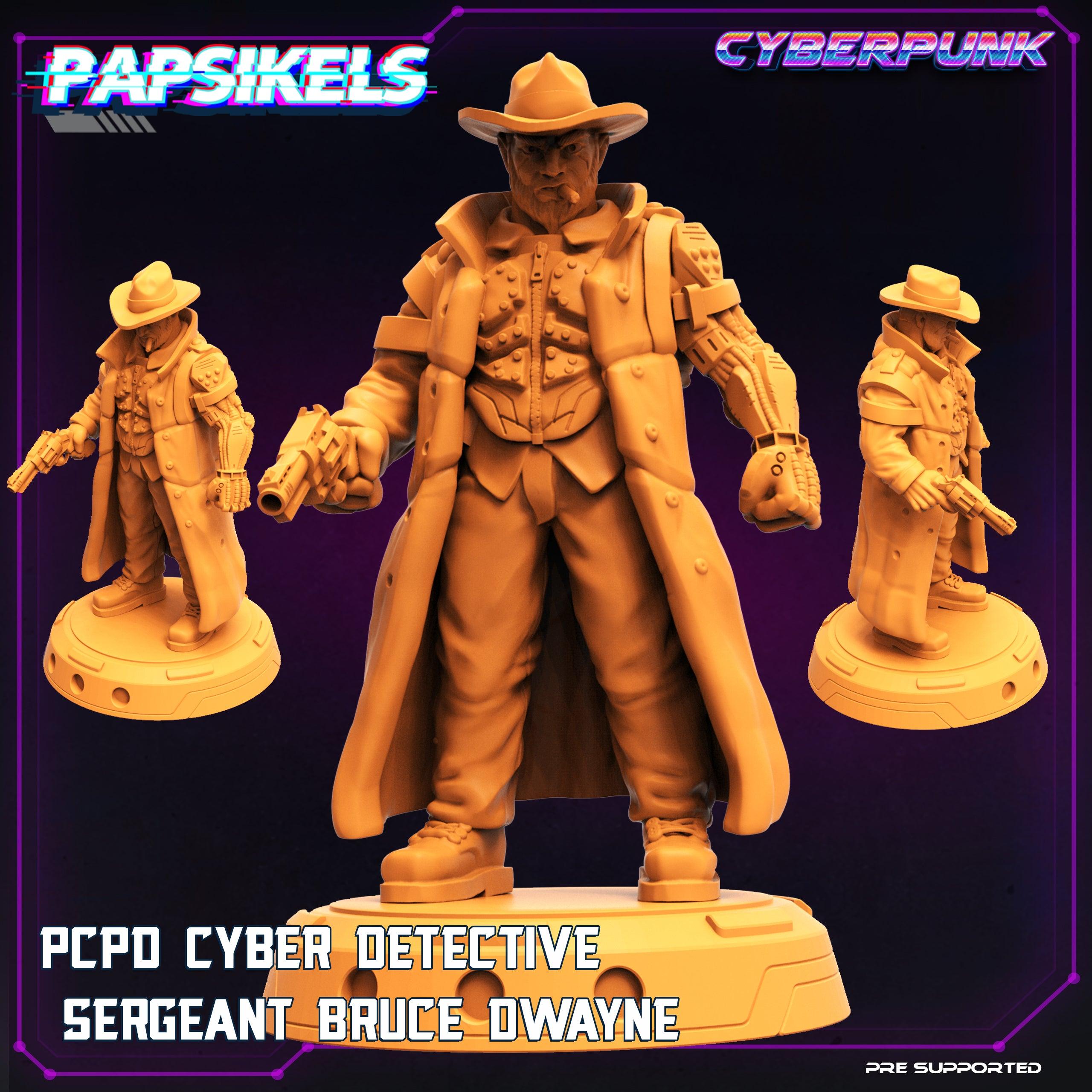 3D Printed Papsikels Cyberpunk Sci-Fi Pcpd Cyber Detective Sergeant Bruce Dwayne - 28mm 32mm