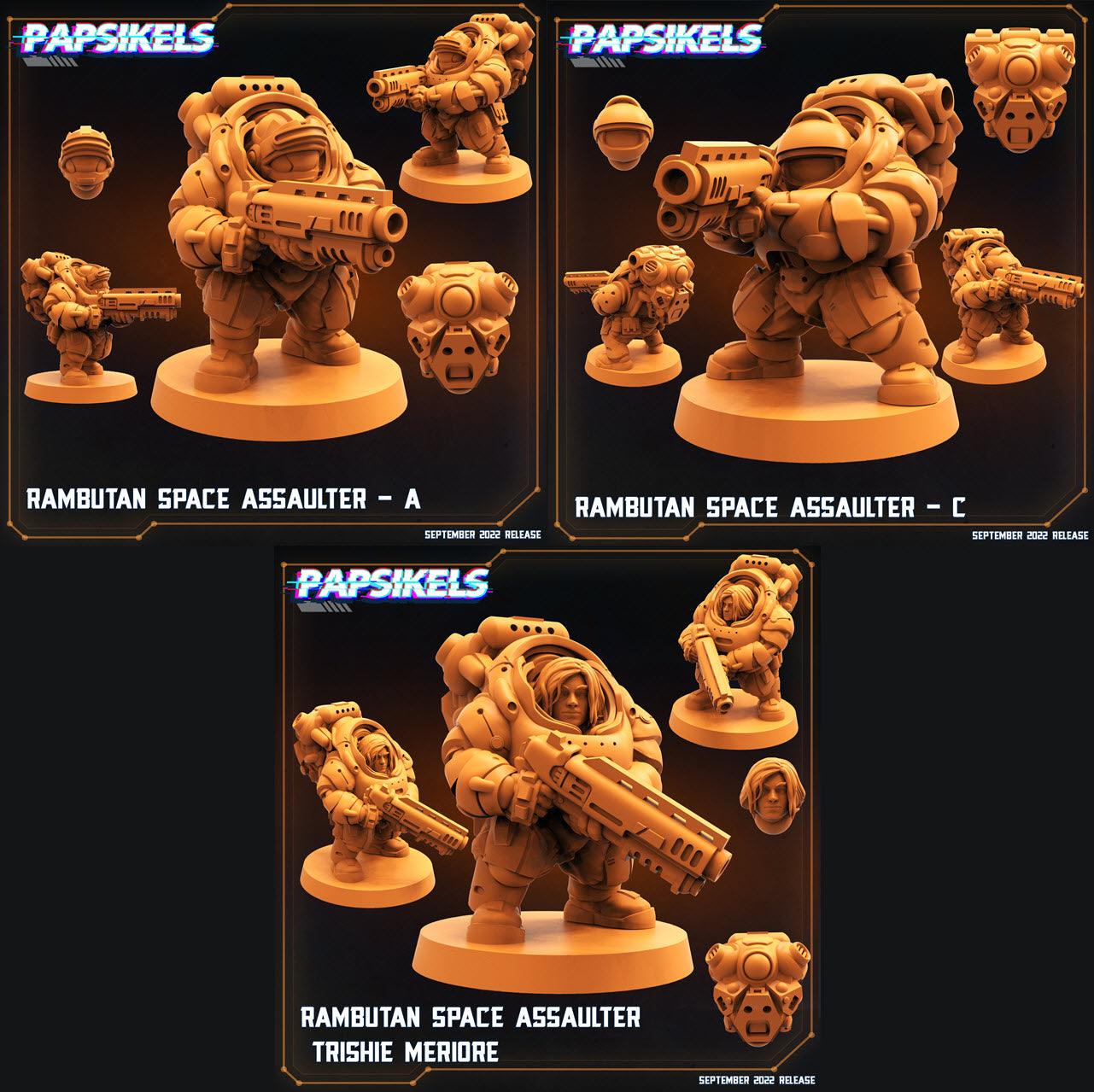 3D Printed Papsikels Cyberpunk Sci-Fi Rambutan Space Assaulters Set - 28mm 32mm