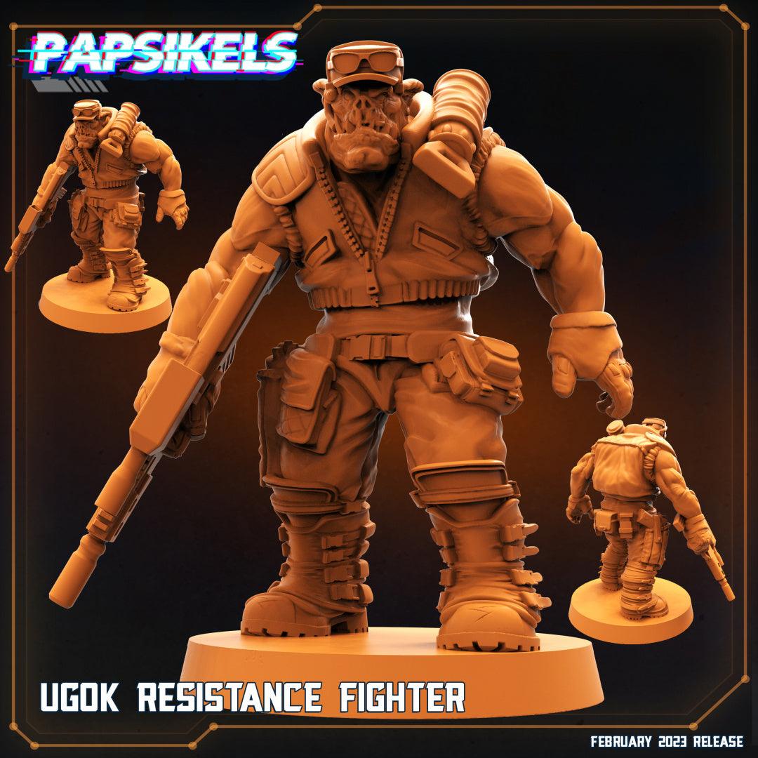 3D Printed Papsikels Cyberpunk Sci-Fi - Ugok Resistance Fighter - 28mm 32mm