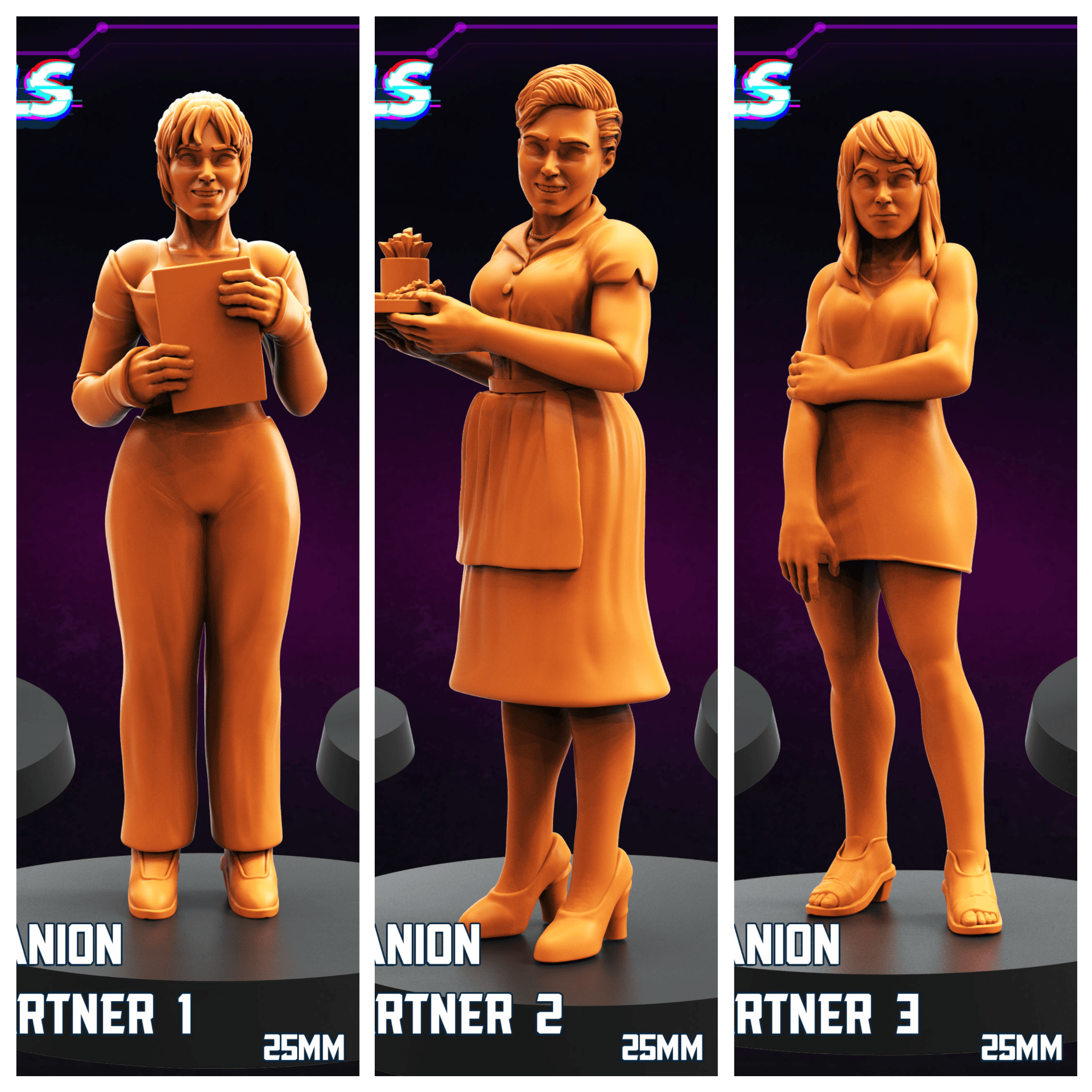 3D Printed Papsikels Digital Companion Domestic Partner Set October 2024 Cyberpunk 28mm 32mm