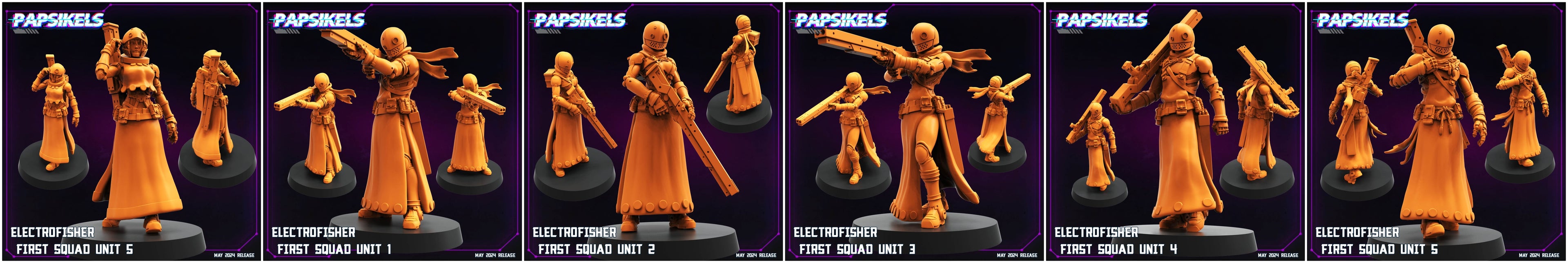 3D Printed Papsikels Electrofisher First Squad Set May 2024 Cyberpunk 28mm 32mm