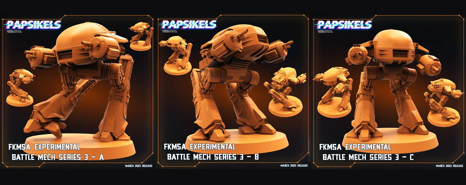 3D Printed Papsikels - Fkmsa Experimental Battle Mech Series 3 Set - 28mm 32mm