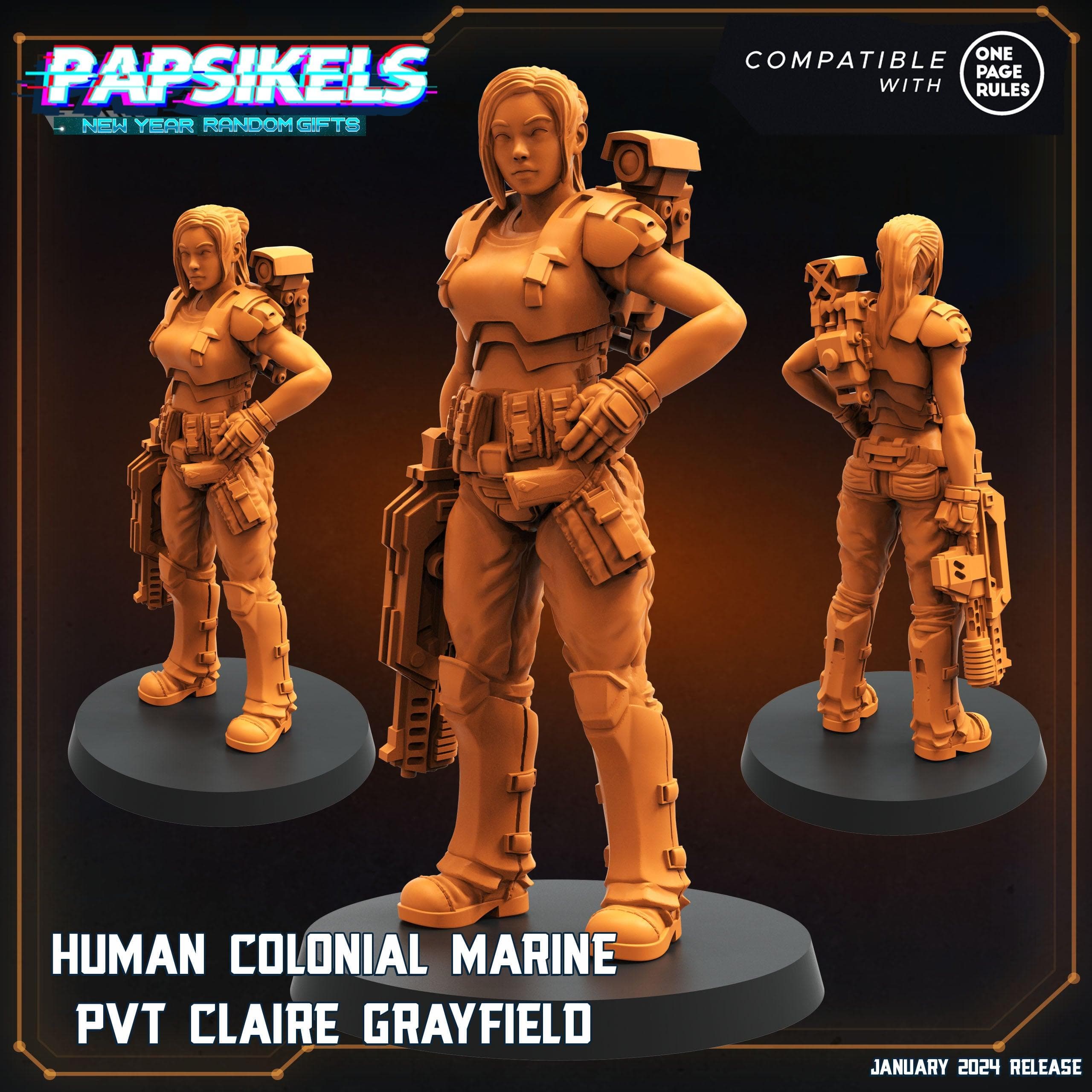 3D Printed Papsikels Human Colonial Marine Pvt Claire Grayfield 28mm 32mm