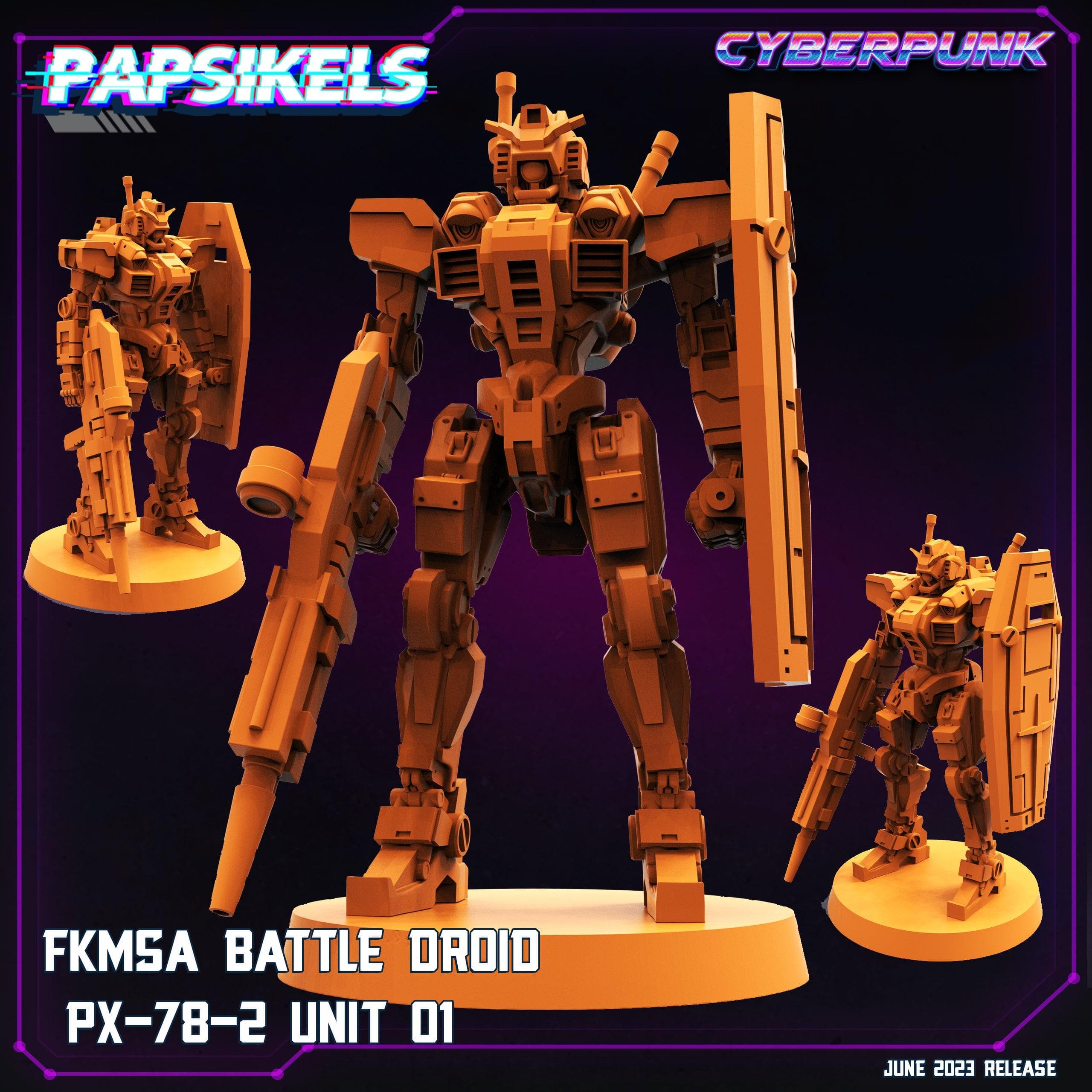 3D Printed Papsikels June 2023 Cyberpunk Fkmsa Battle Droid Px 78-2 Unit 1 28mm 32mm