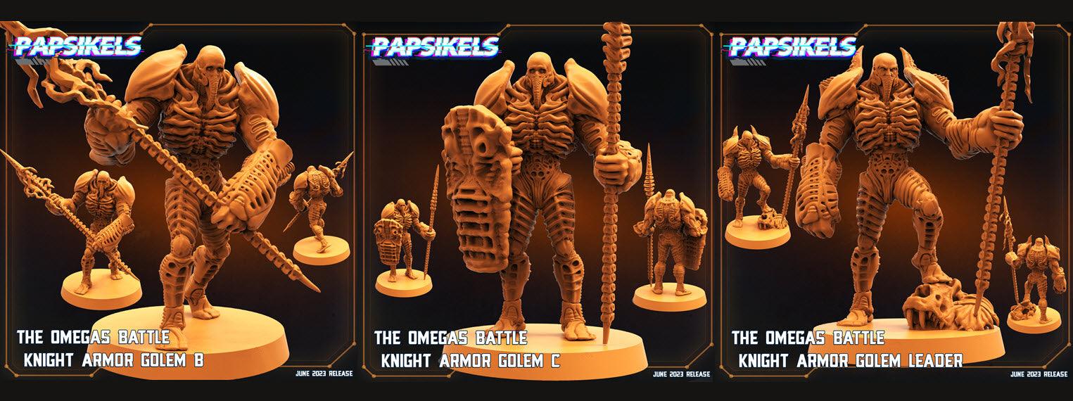 3D Printed Papsikels June 2023 Scifi - Aliens Vs Humans Part 5 The Omega Battle Knight Armor Golem Set 28mm 32mm