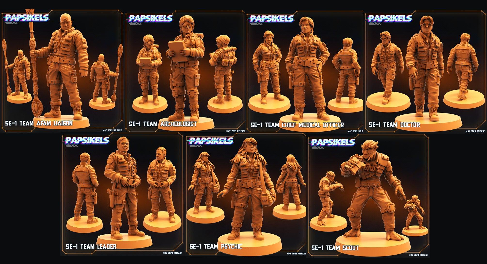 3D Printed Papsikels May 2023 Scifi - Star Entrance - Into The Multi World Set SE-1 Team 28mm 32mm