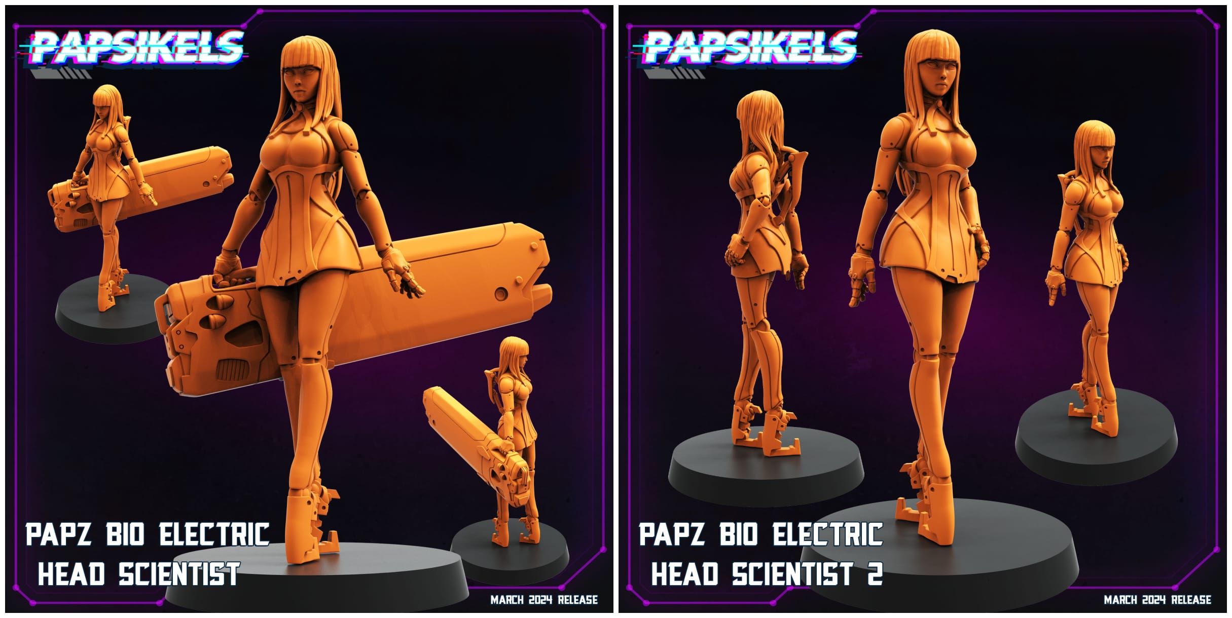 3D Printed Papsikels Papz Bio Electric Head Scientist Set 28mm 32mm