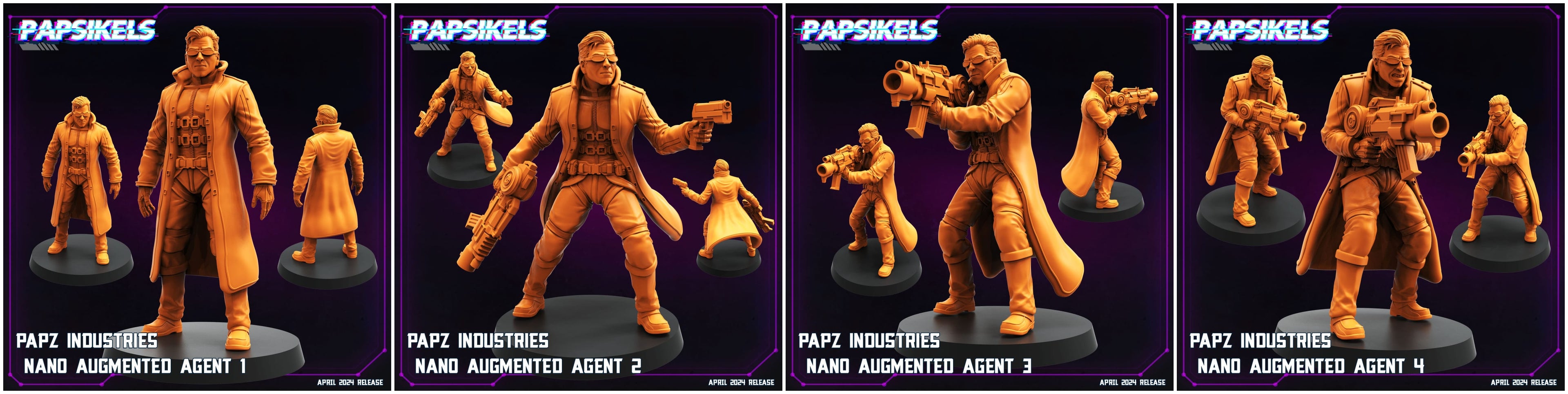 3D Printed Papsikels Papz Industries Nano Augmented Agent Set 28mm 32mm