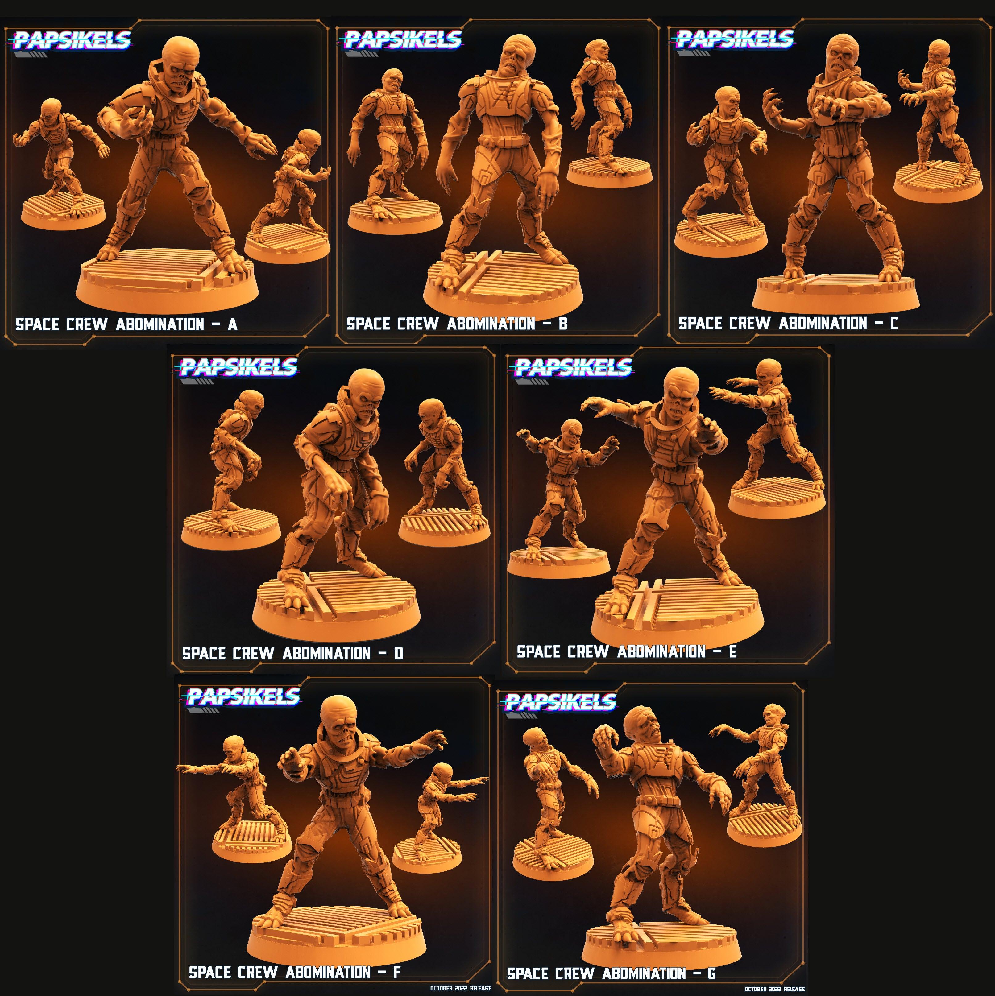 3D Printed Papsikels Sci-Fi Space Crew Abomination Set - 28mm 32mm