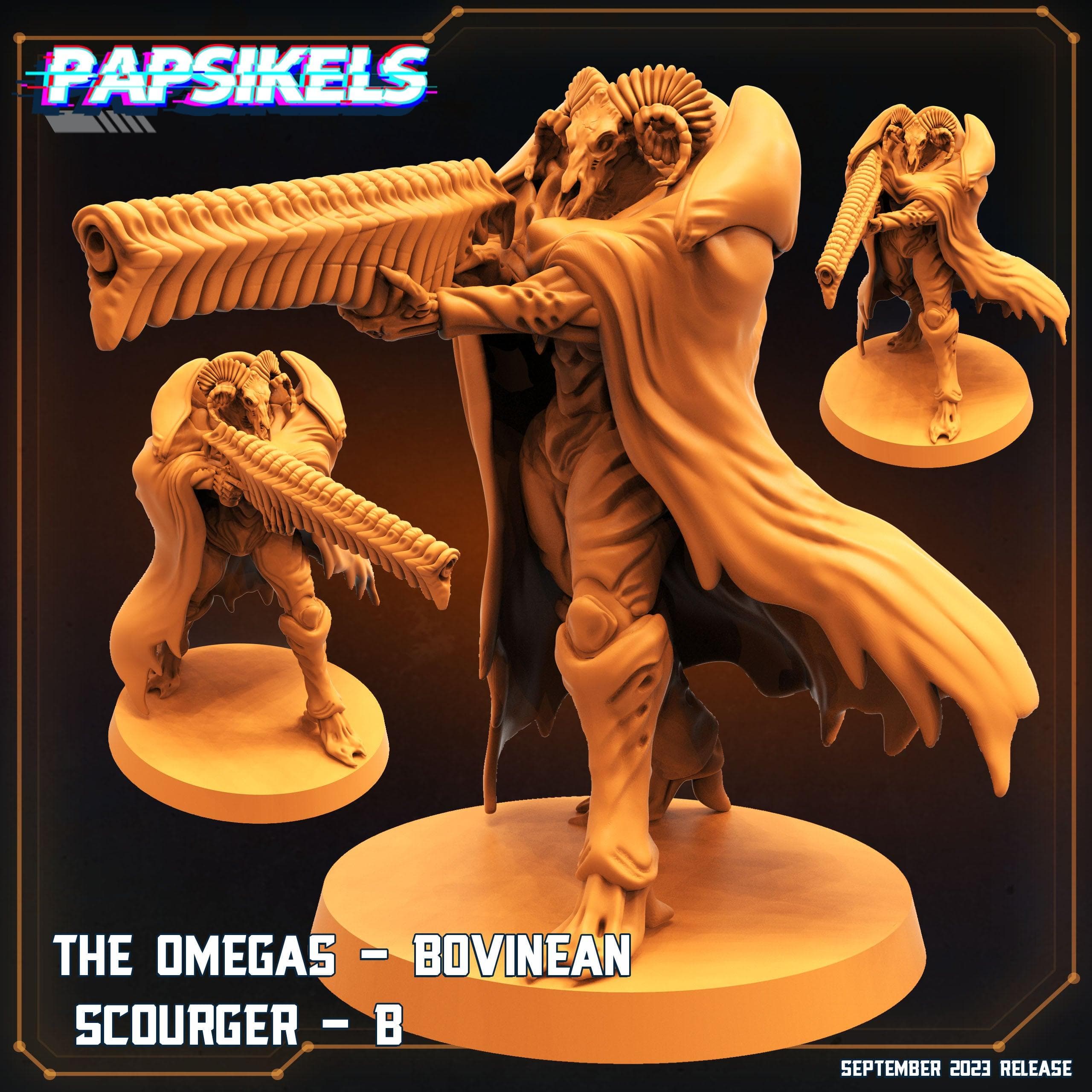 3D Printed Papsikels September 2023 - Aliens Vs Humans 6 The Omegas Bovinean Scourger B 28mm 32mm