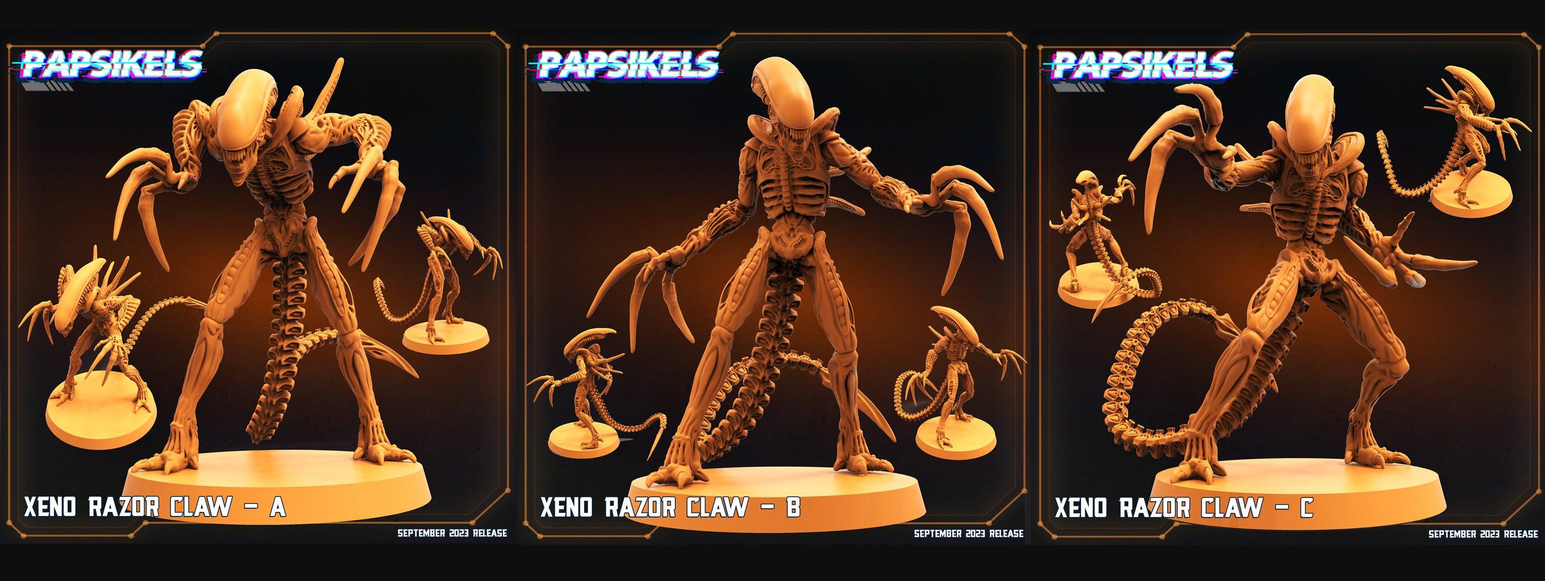 3D Printed Papsikels September 2023 - Aliens Vs Humans 6 Xeno Razor Claw Set 28mm 32mm