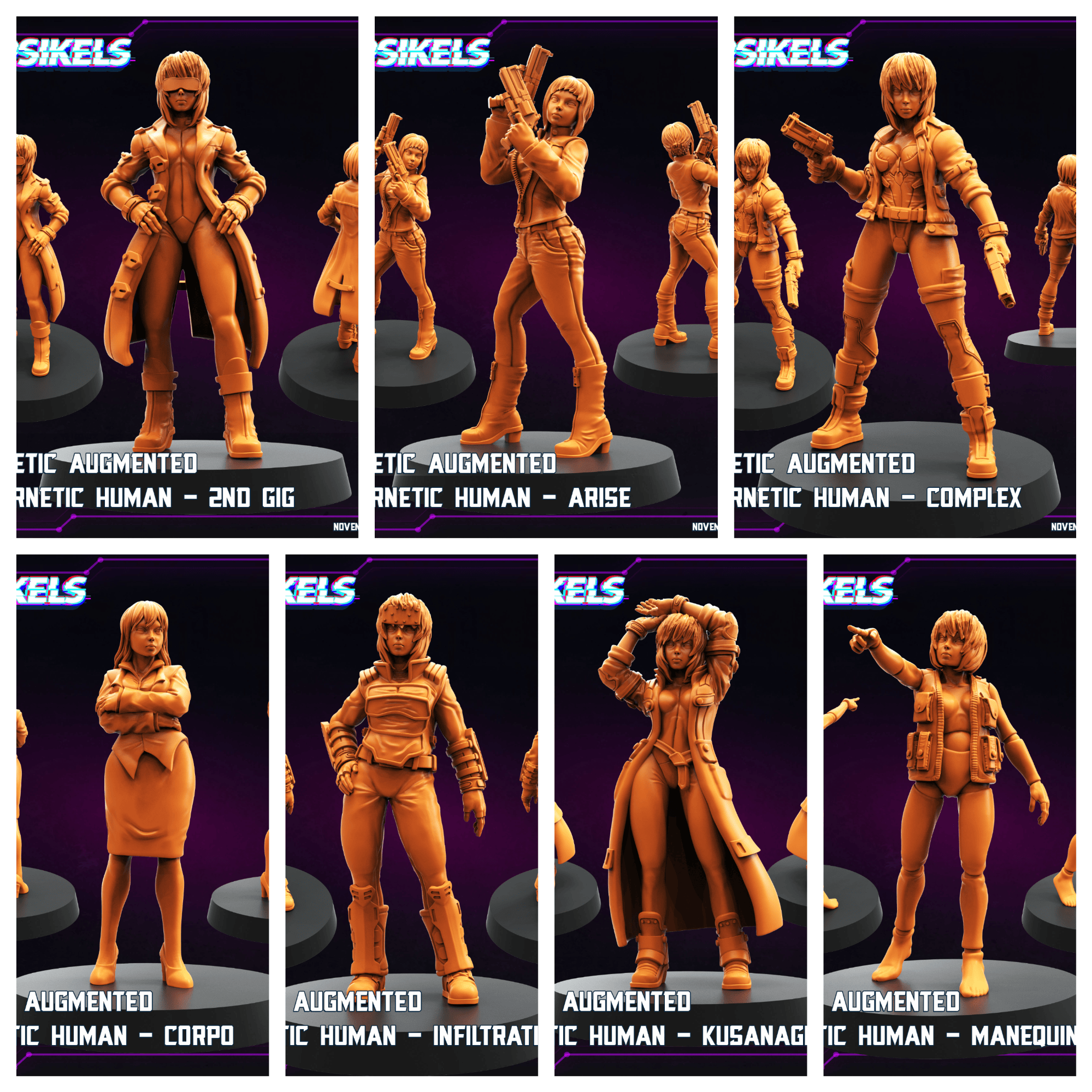 3D Printed Papsikels Synthetic Augmented Cybernetic Human Nov 2024 Cyberpunk 28mm 32mm
