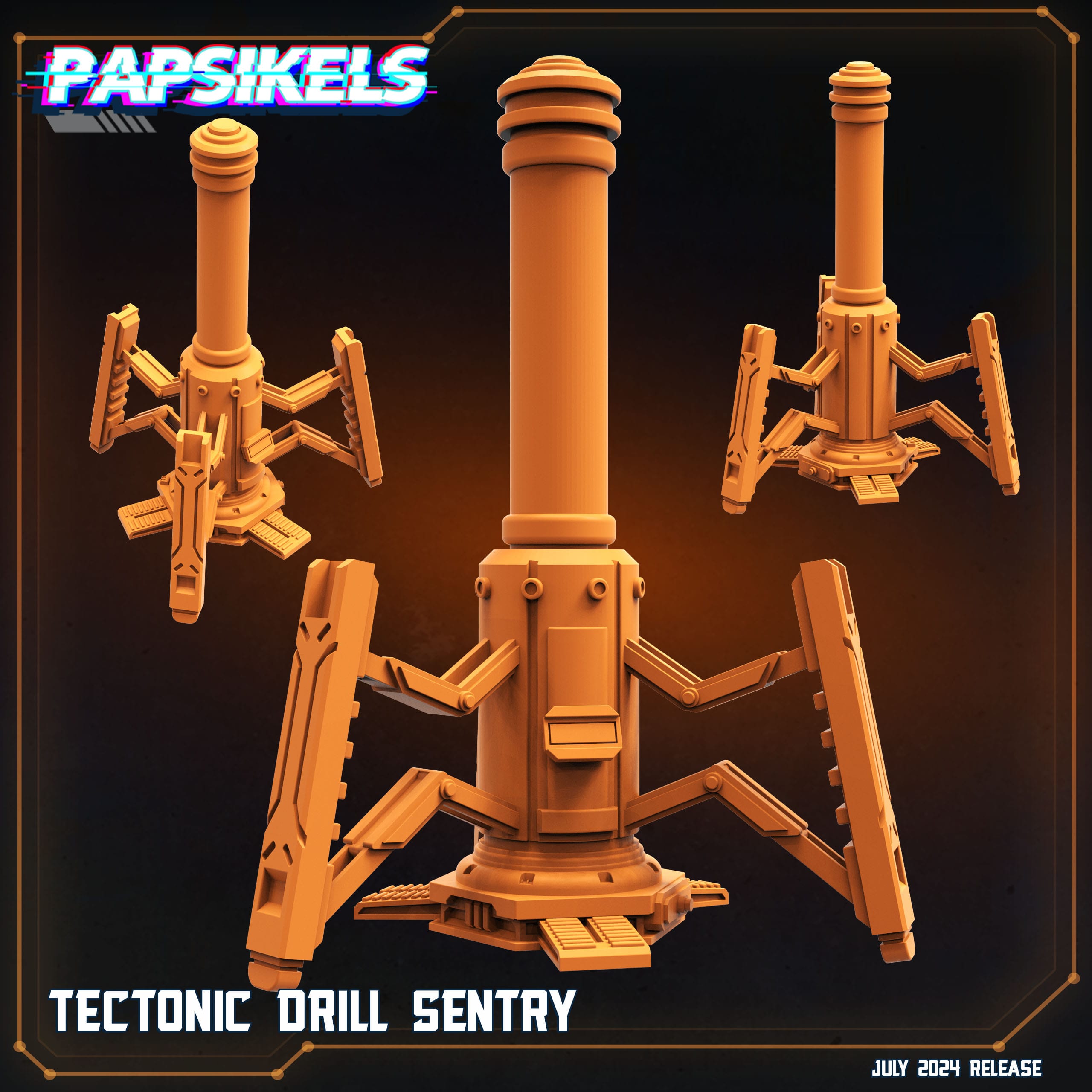 3D Printed Papsikels Tectonic Drill Sentry July 2024 Scifi 28mm 32mm