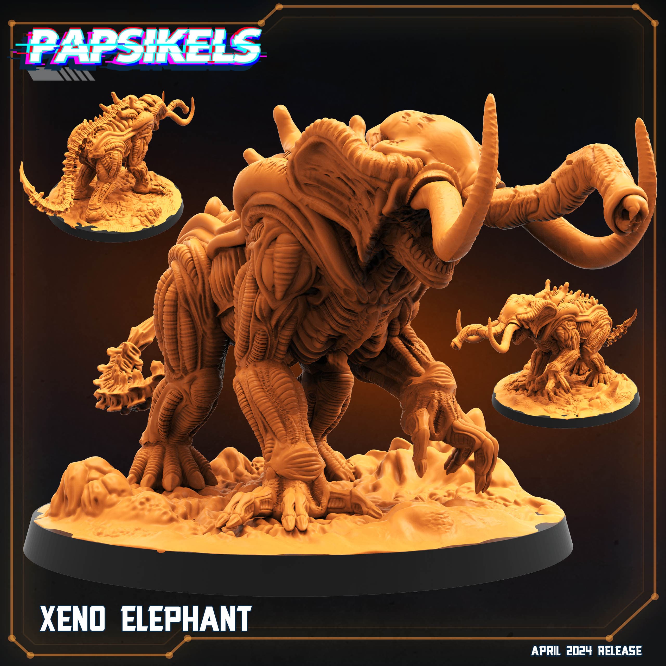 3D Printed Papsikels Xeno Elephant 28mm 32mm