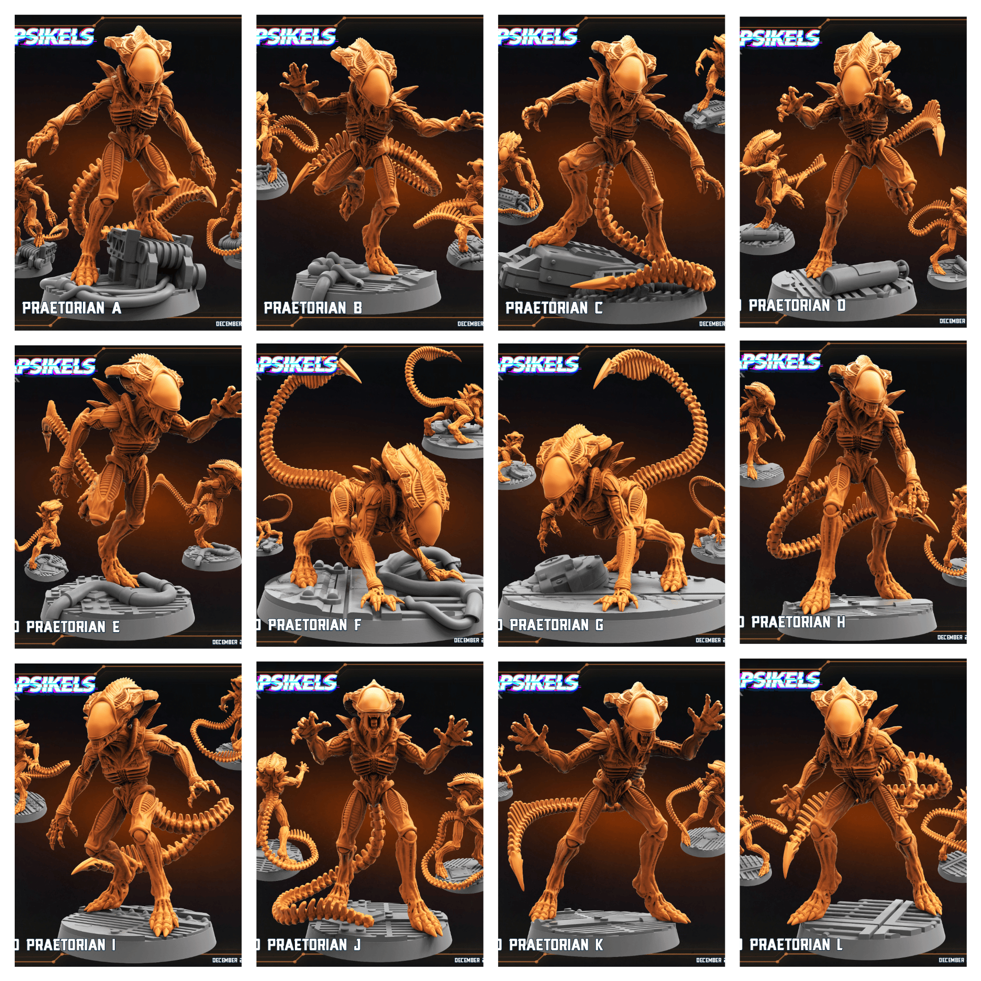 3D Printed Papsikels Xeno Praetorian Dec. 2024 SciFi 28mm 32mm