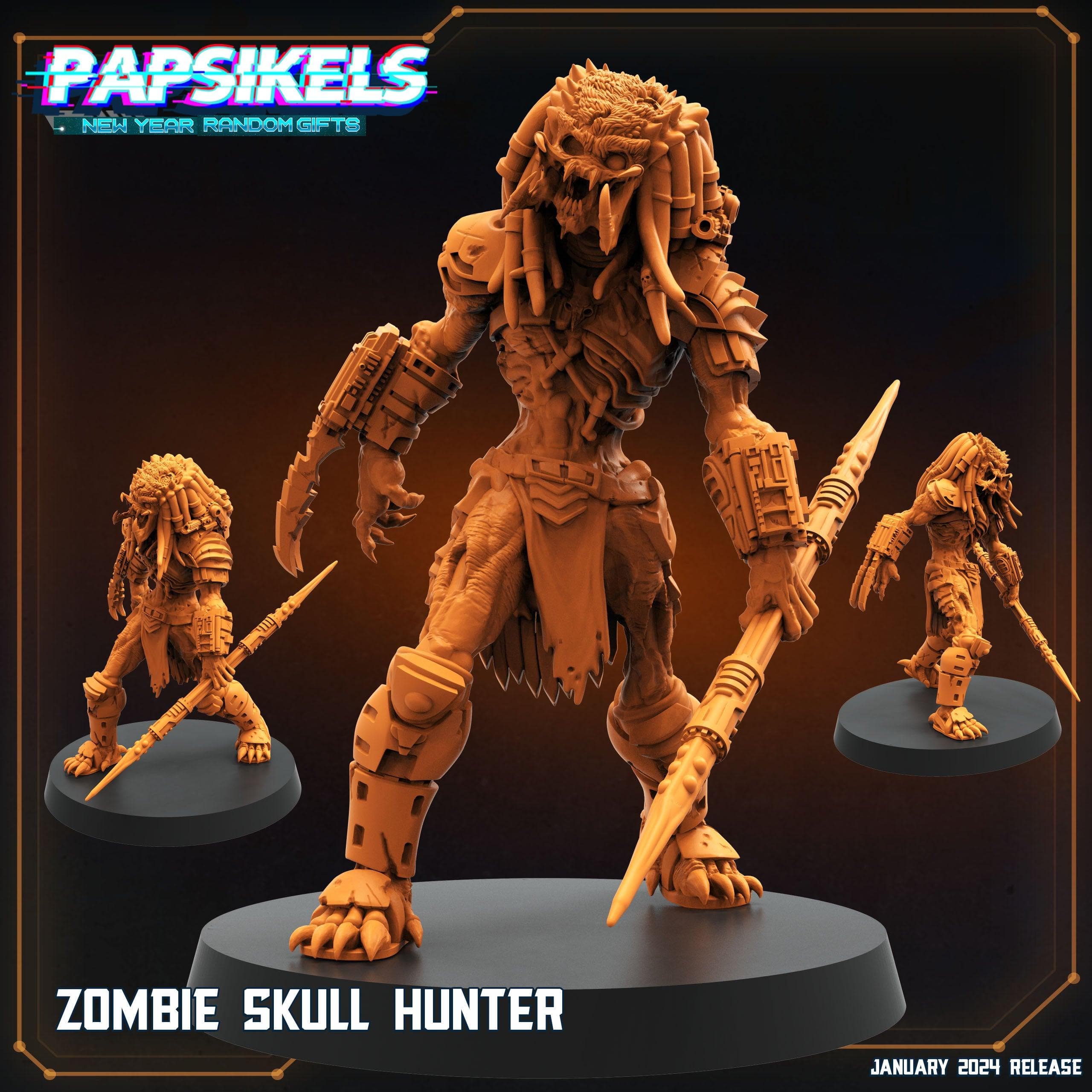 3D Printed Papsikels Zombie Skull Hunter 28mm 32mm