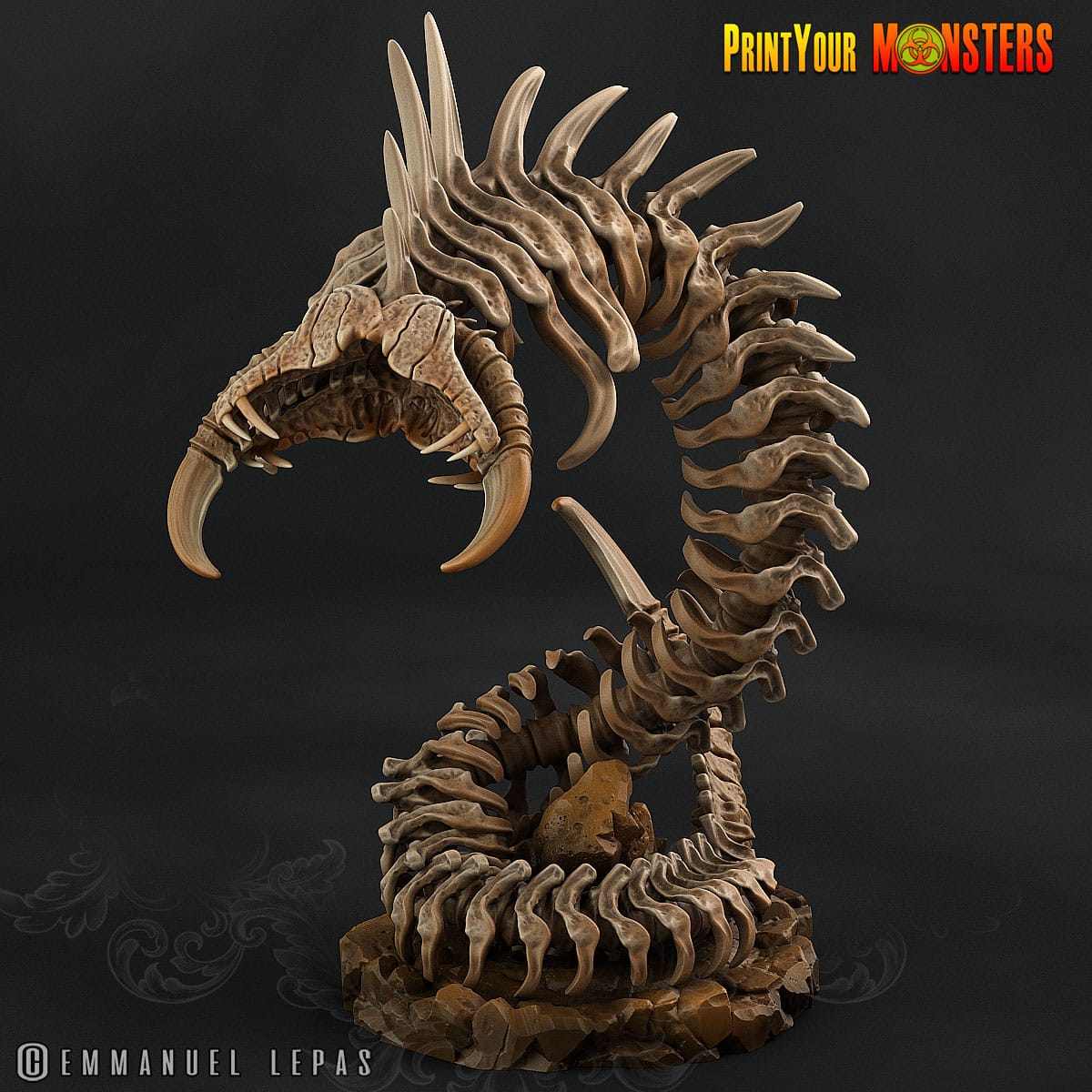 3D Printed Print Your Monster The Ancient Bones Pack - Giant Bones Serpent 28mm 32mm D&D