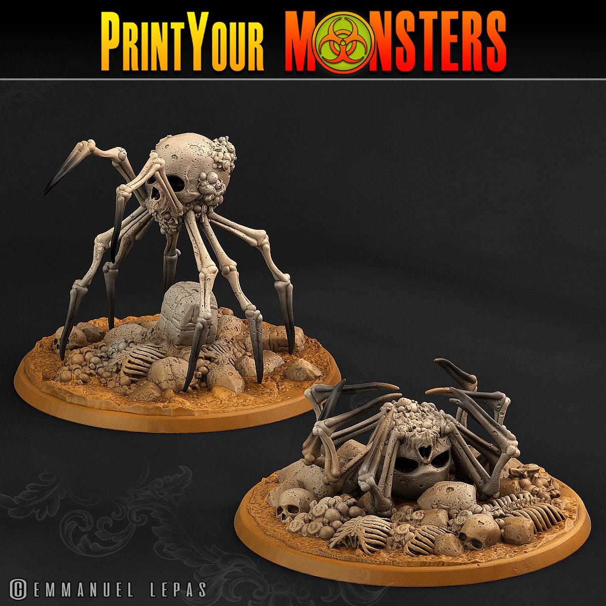 3D Printed Print Your Monsters 2 Bones Spiders Land of Bones Set 28mm - 32mm D&D Wargaming