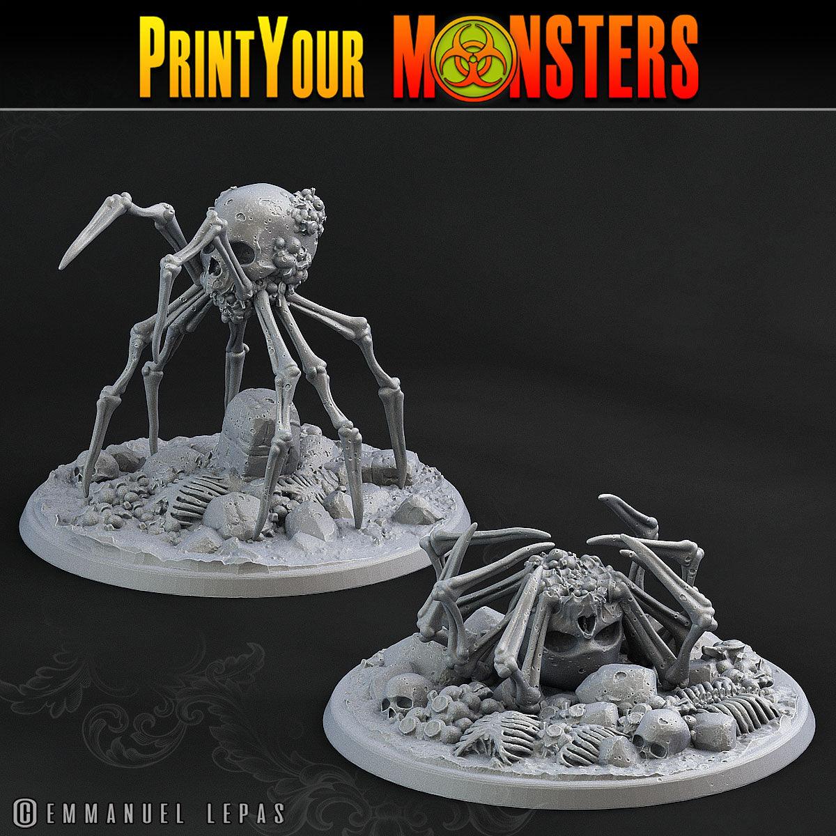 3D Printed Print Your Monsters 2 Bones Spiders Land of Bones Set 28mm - 32mm D&D Wargaming