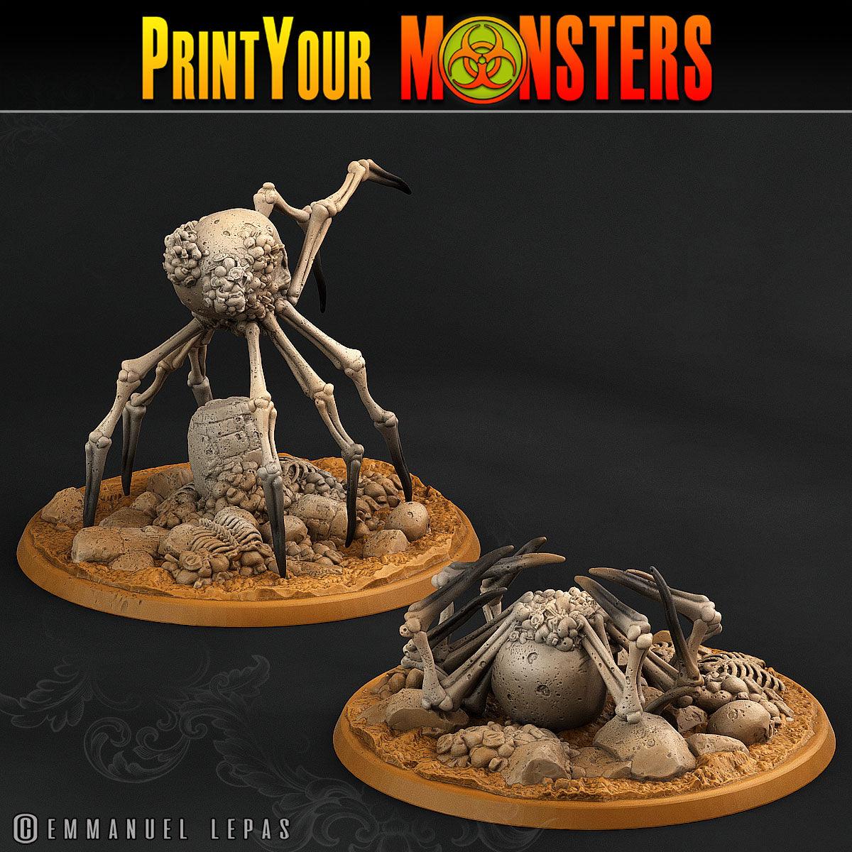 3D Printed Print Your Monsters 2 Bones Spiders Land of Bones Set 28mm - 32mm D&D Wargaming