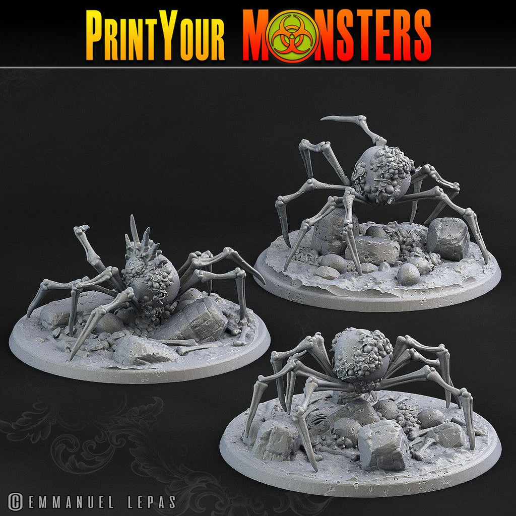3D Printed Print Your Monsters 3 Bones Spiders Land of Bones Set 28mm - 32mm D&D Wargaming