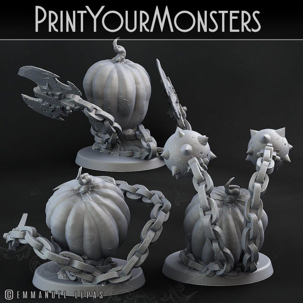 3D Printed Print Your Monsters 3 Skull Pumpkins Pumpkins Attack Pack II 28mm - 32mm D&D Wargaming